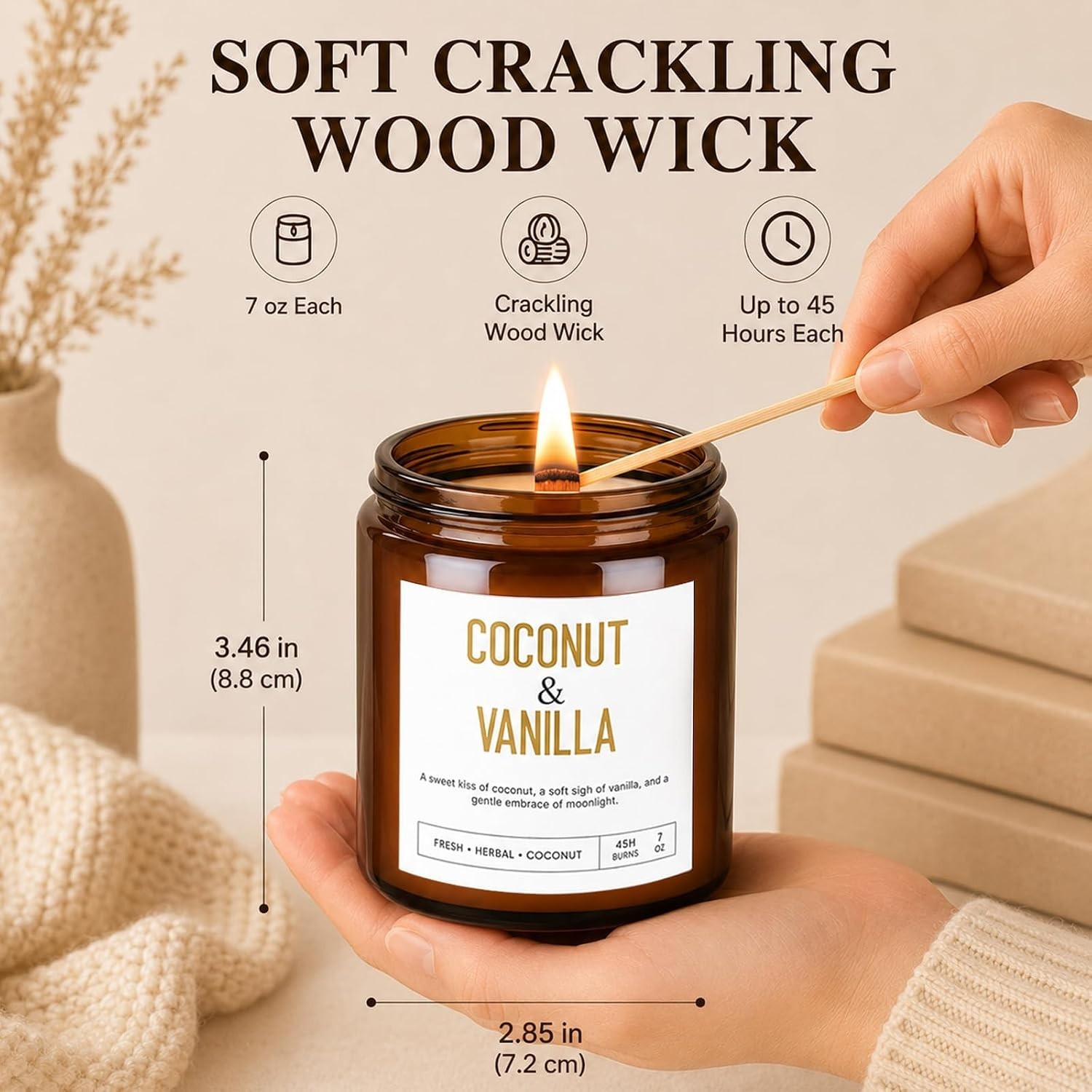Scented Candle Gift Set, 4 Pack Wooden Wick Natural Soy Candles for Home | 28…