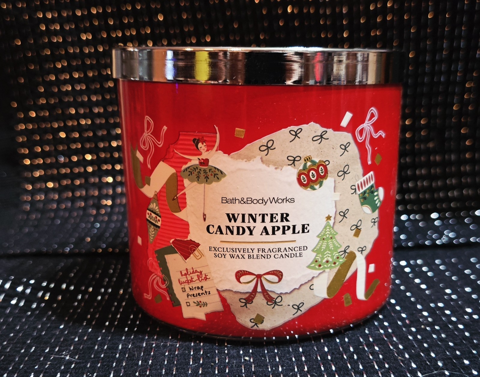 ALL NEW Bath & Body Works WINTER CANDY APPLE Scented 3 Wick CANDLE 25-45 HRS