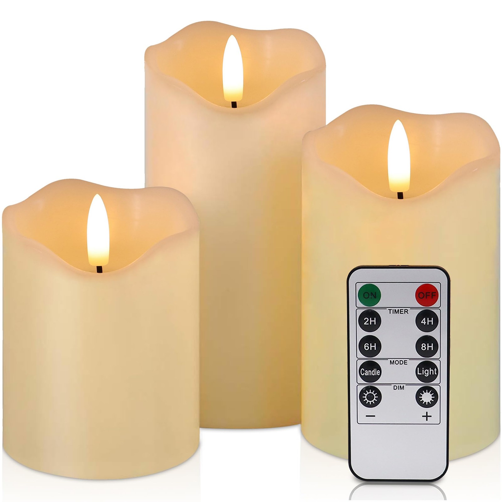 3 inches diameter, 4, 5, and 6 height, Ivory White(melted-top)