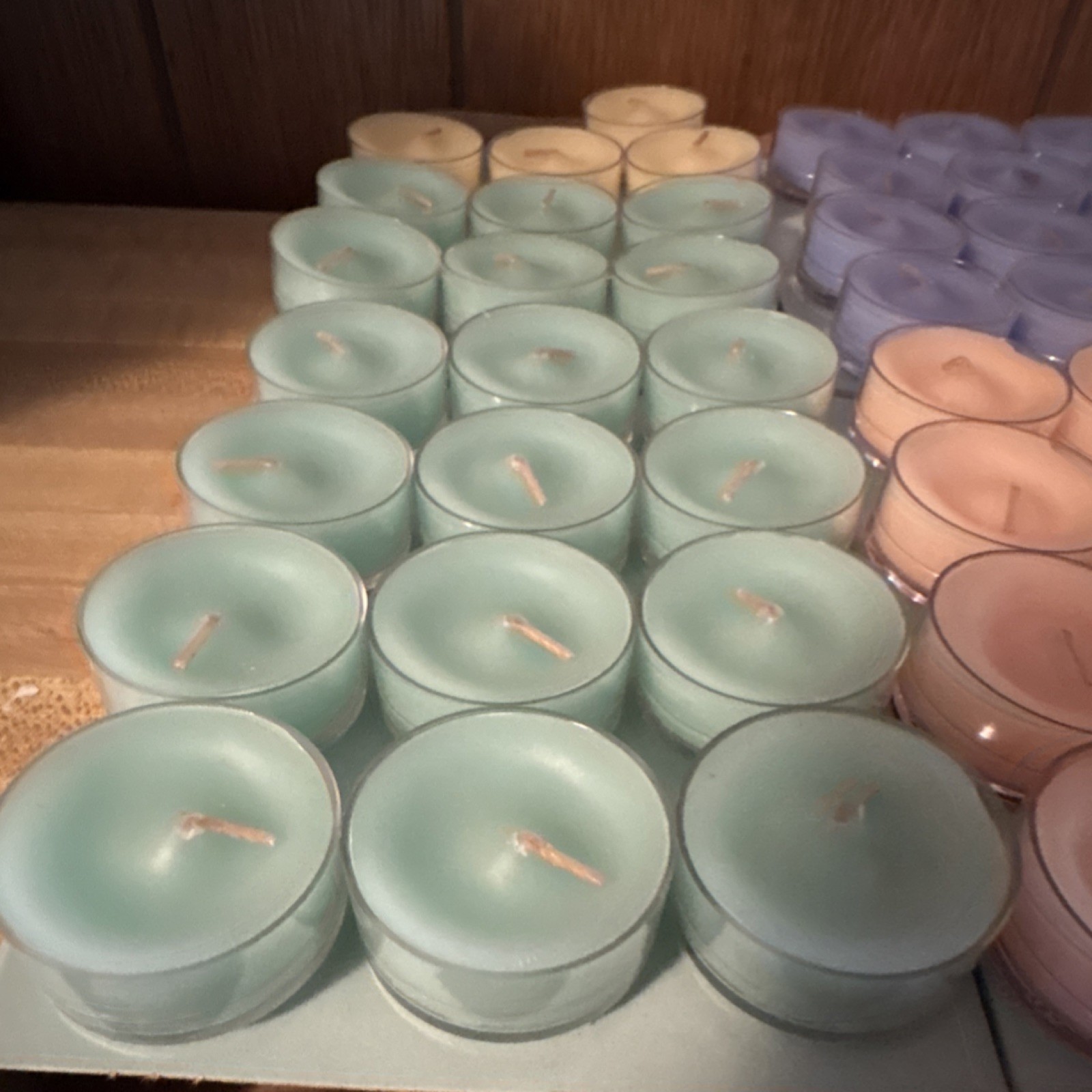 Multicolor Round Tea Light Candles, Wax, Assorted Mixed Colors, Tealights