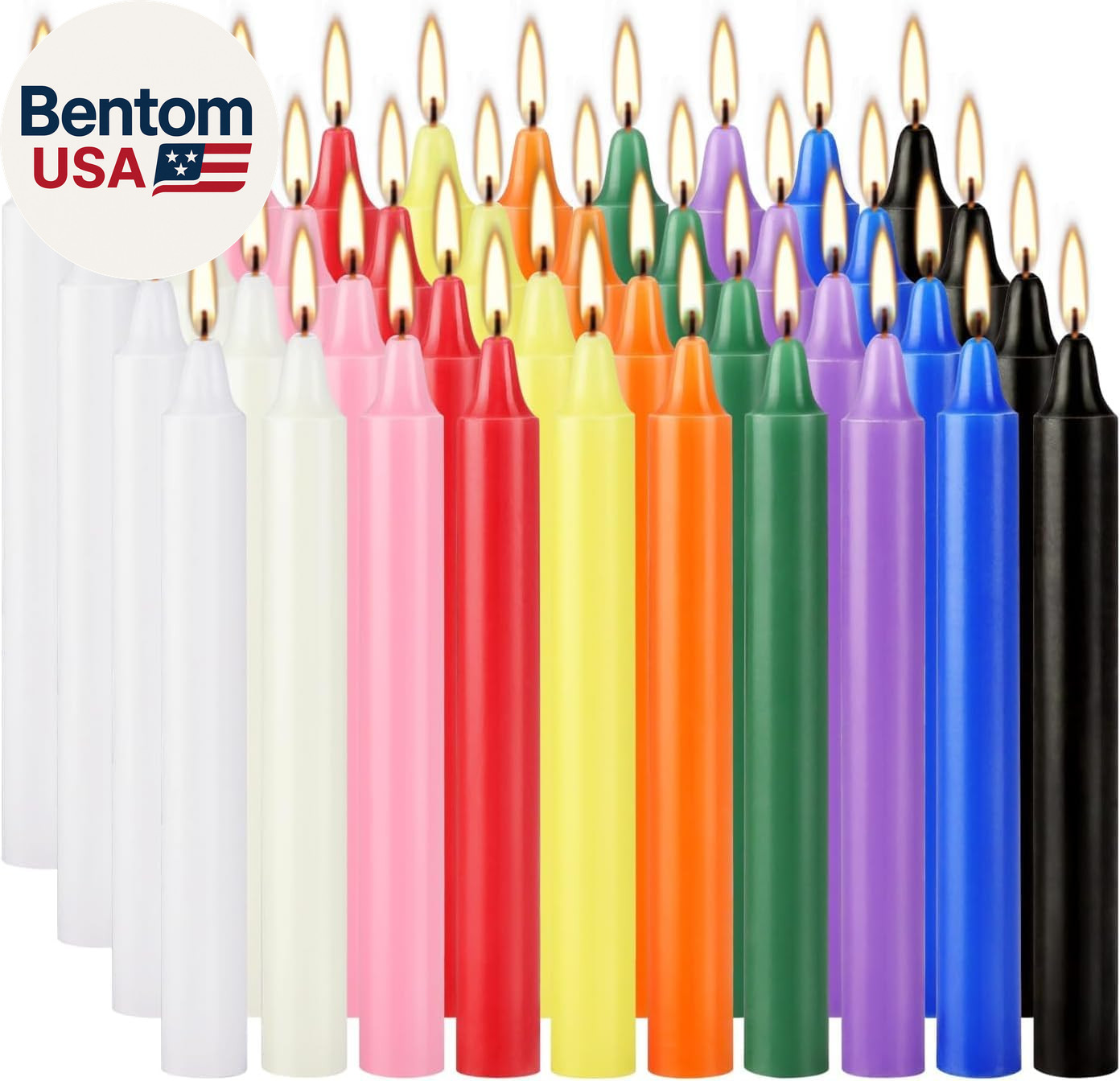 40 Pack Spell Chime Candles-4 Inch Multi-Colored Taper Candles Sticks-For Home D