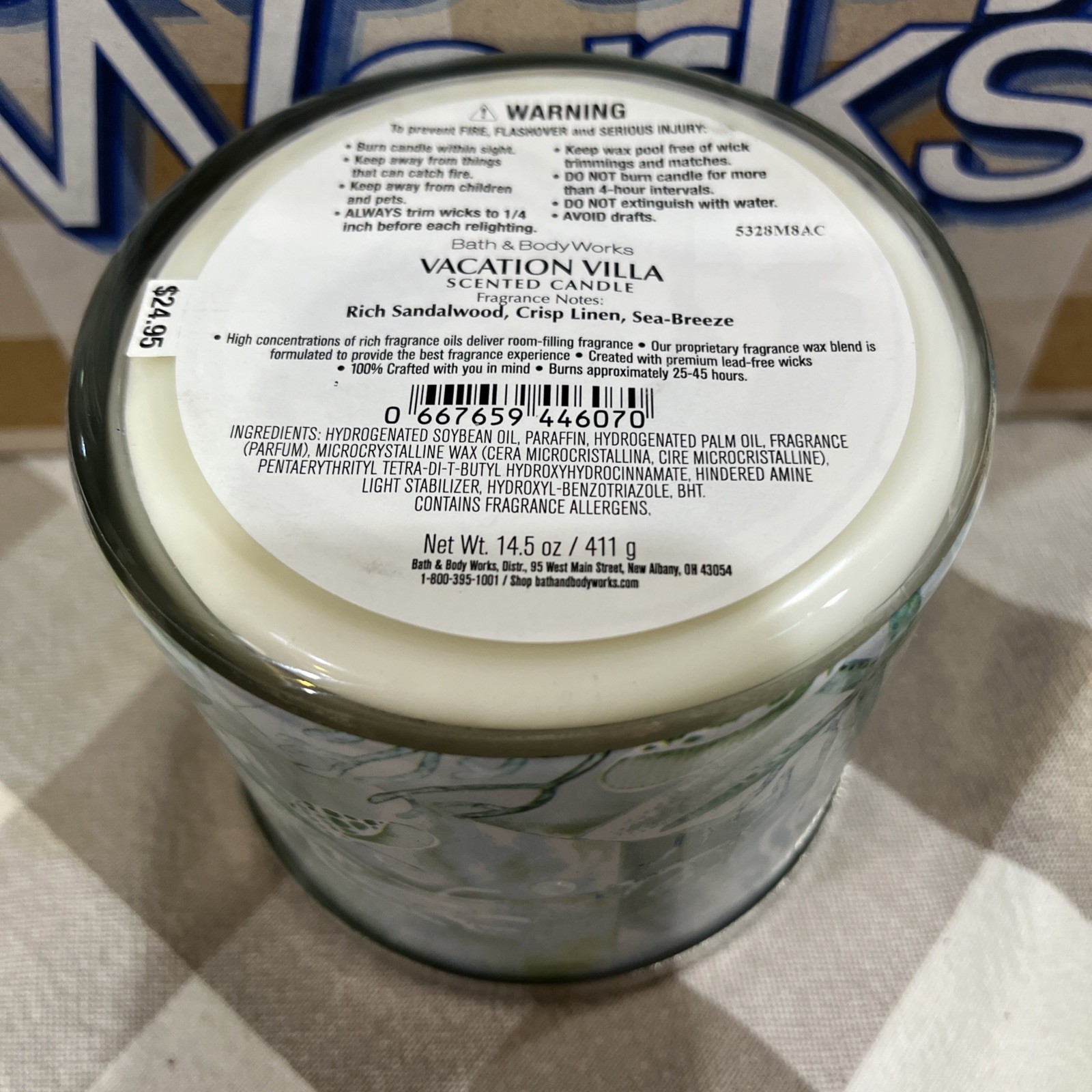 Bath & Body Works VACATION VILLA 🏖️🐚 3 Wick SCENTED Candle 25-45 Hrs DELICIOUS