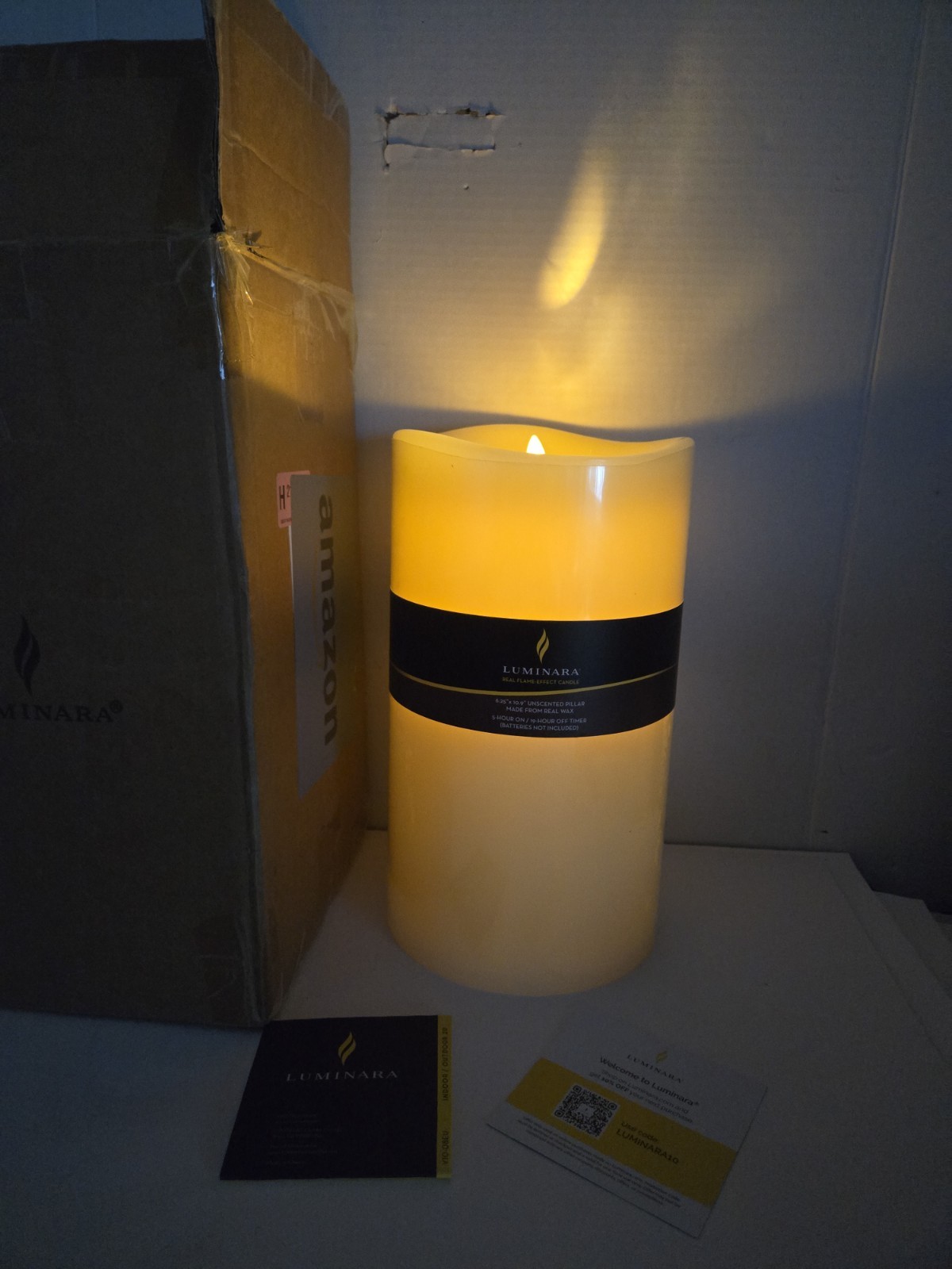 Luminara Flameless Unscented Wax Candle Moving Wick Pillar 6.25″ x 10.9″ Large