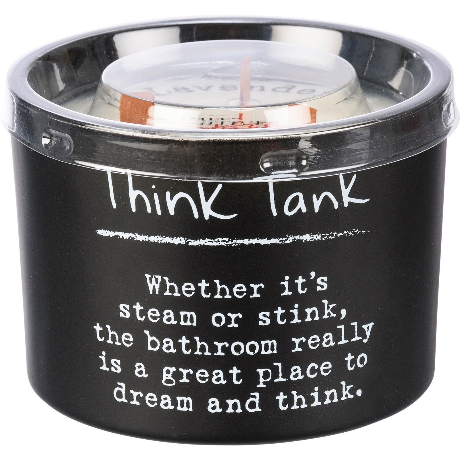 Primitives by Kathy Think Tank Bathroom Sentiment Lavender Scent Soy Wax Candle