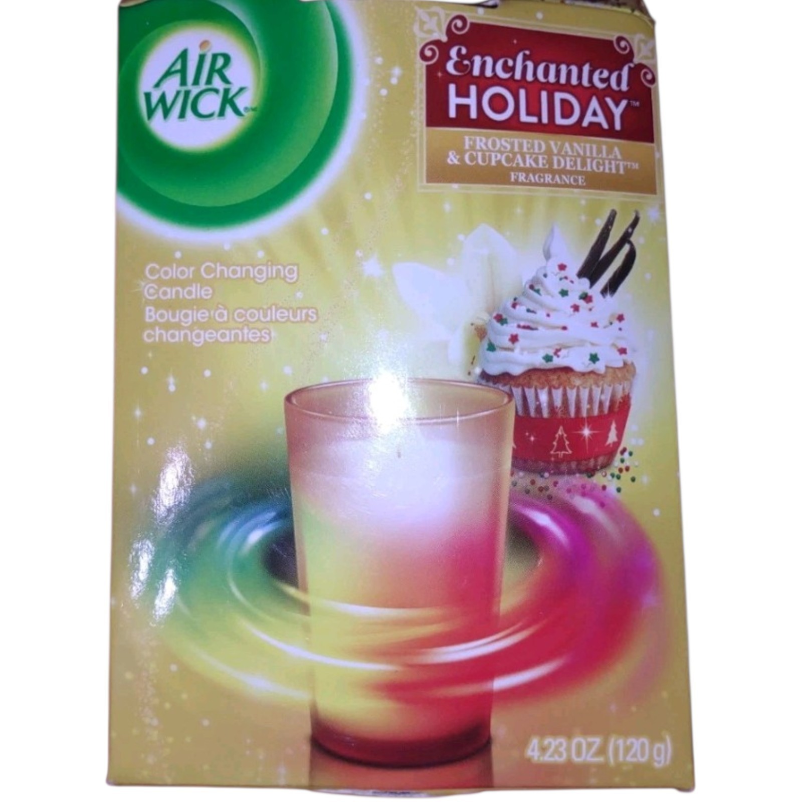 Air Wick Enchanted Holiday Candle Frosted Vanilla Cupcake Delight Color Changing
