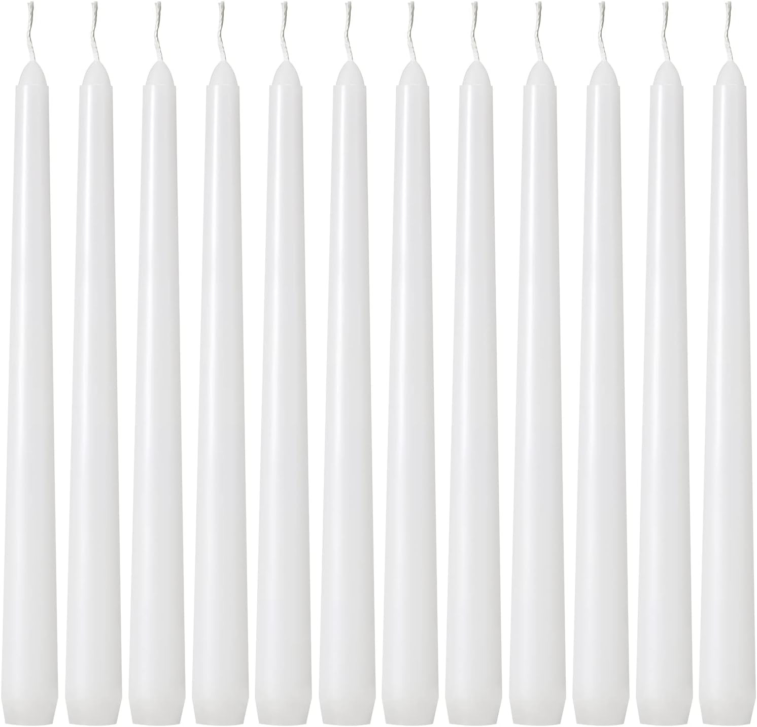 Taper Candles 10 Inch (H) Dripless, Set of 36 White Unscented and Smokeless Tape