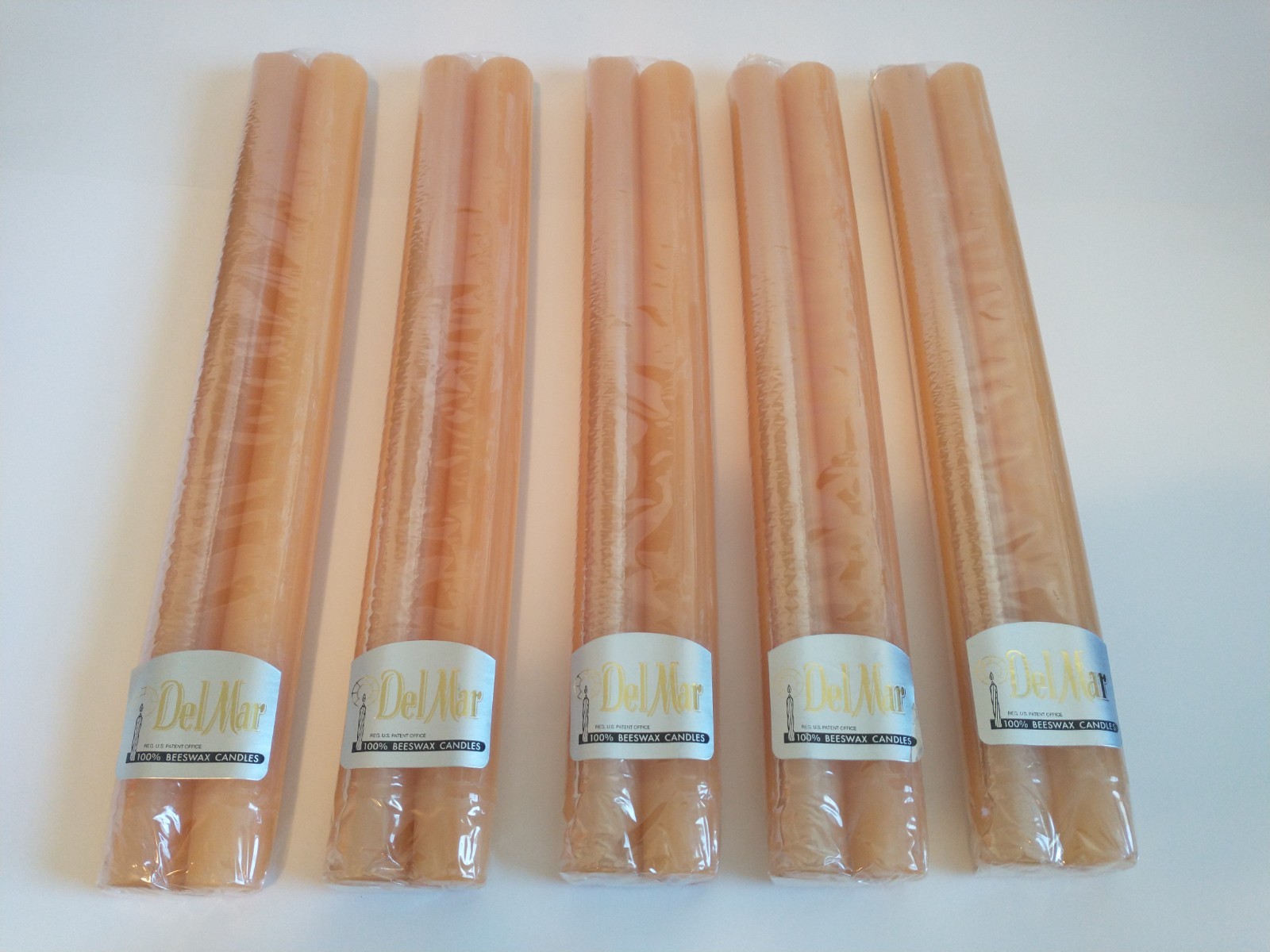 Vintage Del Mar Lot Of 10 100% Beeswax Candles Sealed 12″
