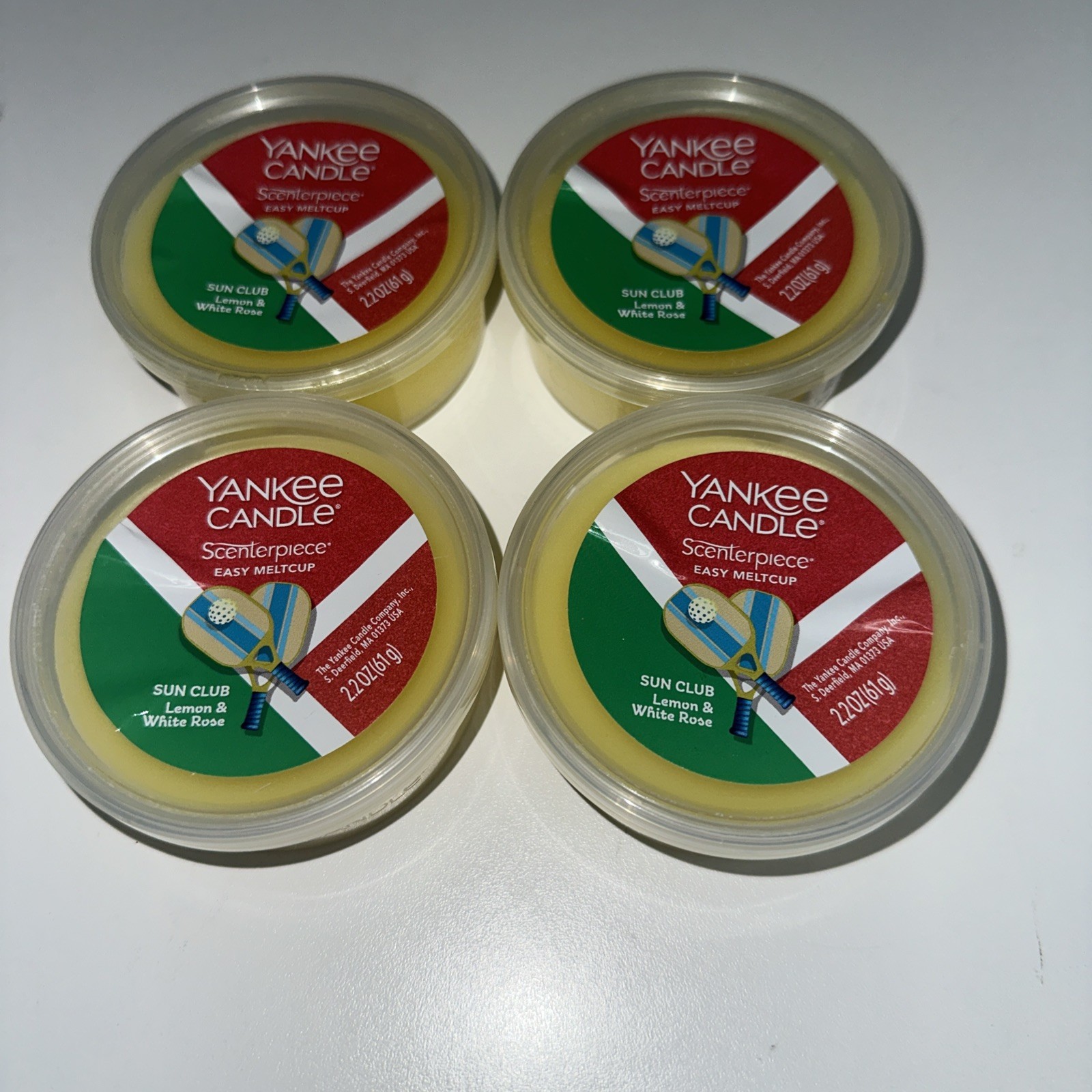 4 Yankee Candle SUN CLUB Scenterpiece Easy MeltCup 2.2 oz each LEMON WHITE ROSE