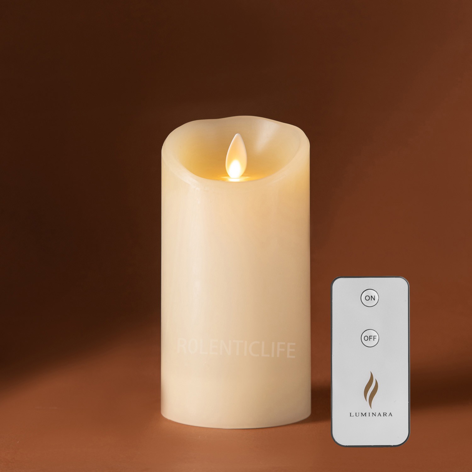 Luminara Flameless Pillar Wax LED Ivory Candles w/Moving Wick Remote 3″Dx5.5″H