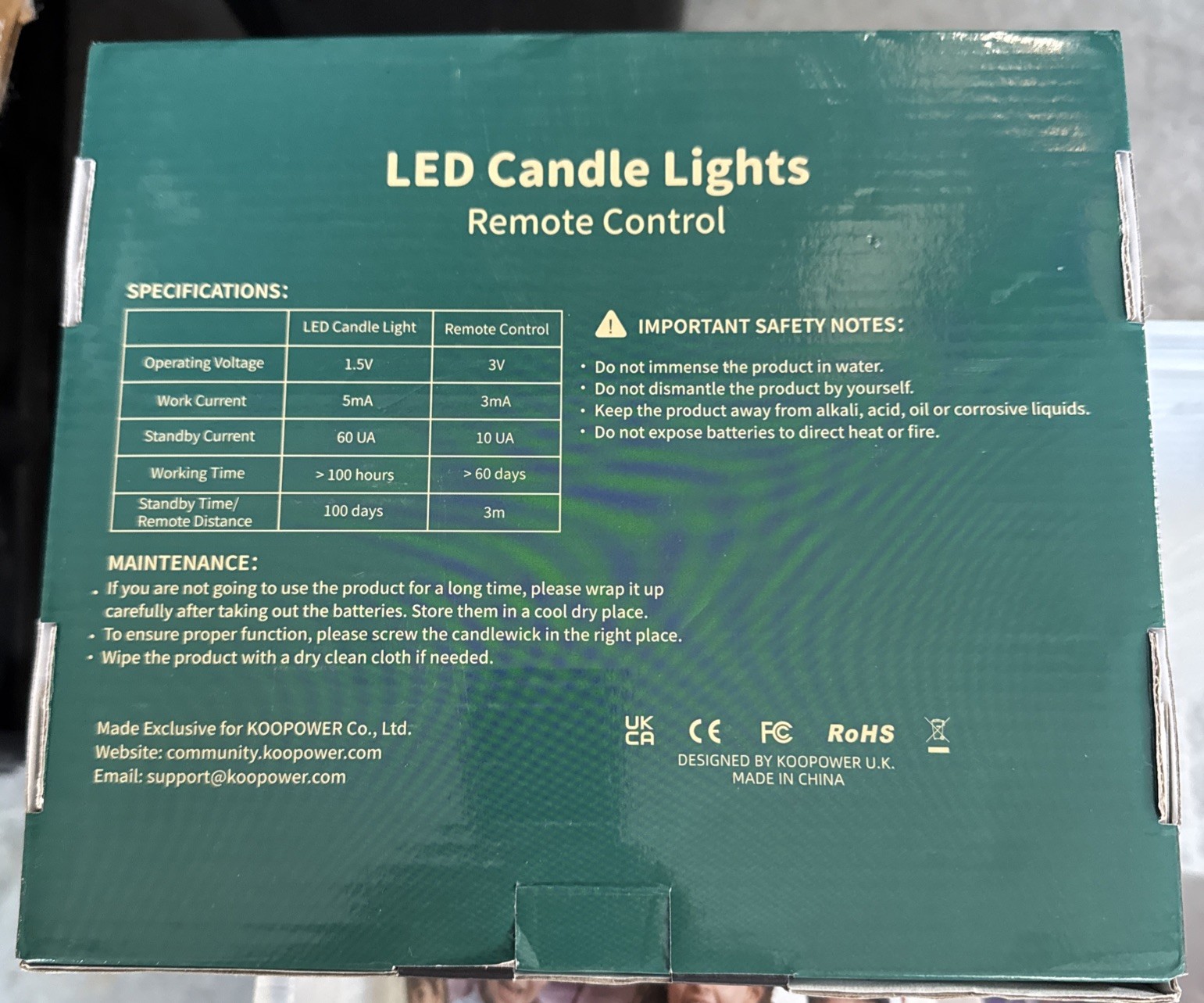 koopower 20 PCS LED Candle Lights Set 20 Pack Warm White Cordless Remote BS