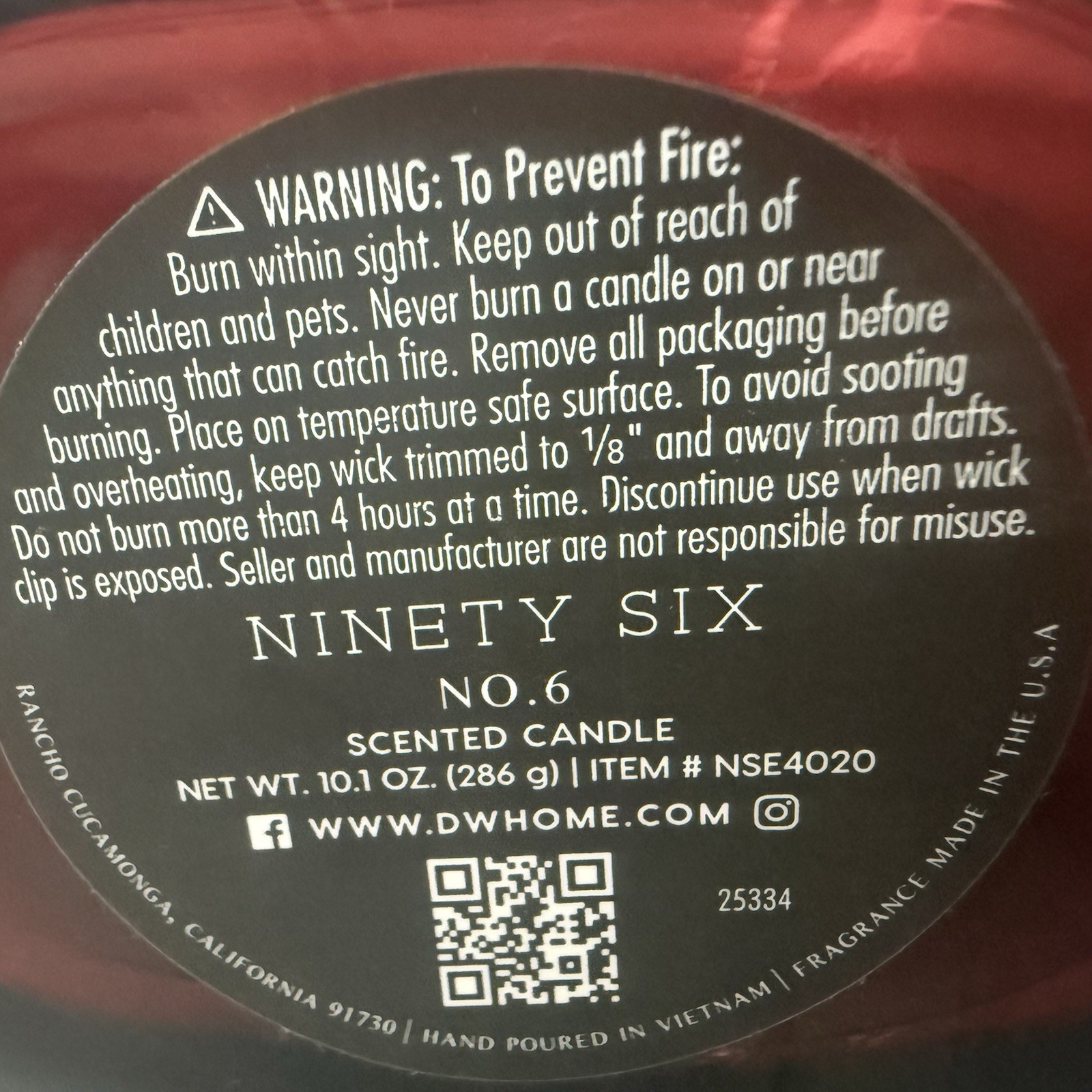 Ninety Six 10.1oz Candle YOU CHOOSE No 01, 02, 04, 06, 08, 11, 14, 18, 24, 30,38