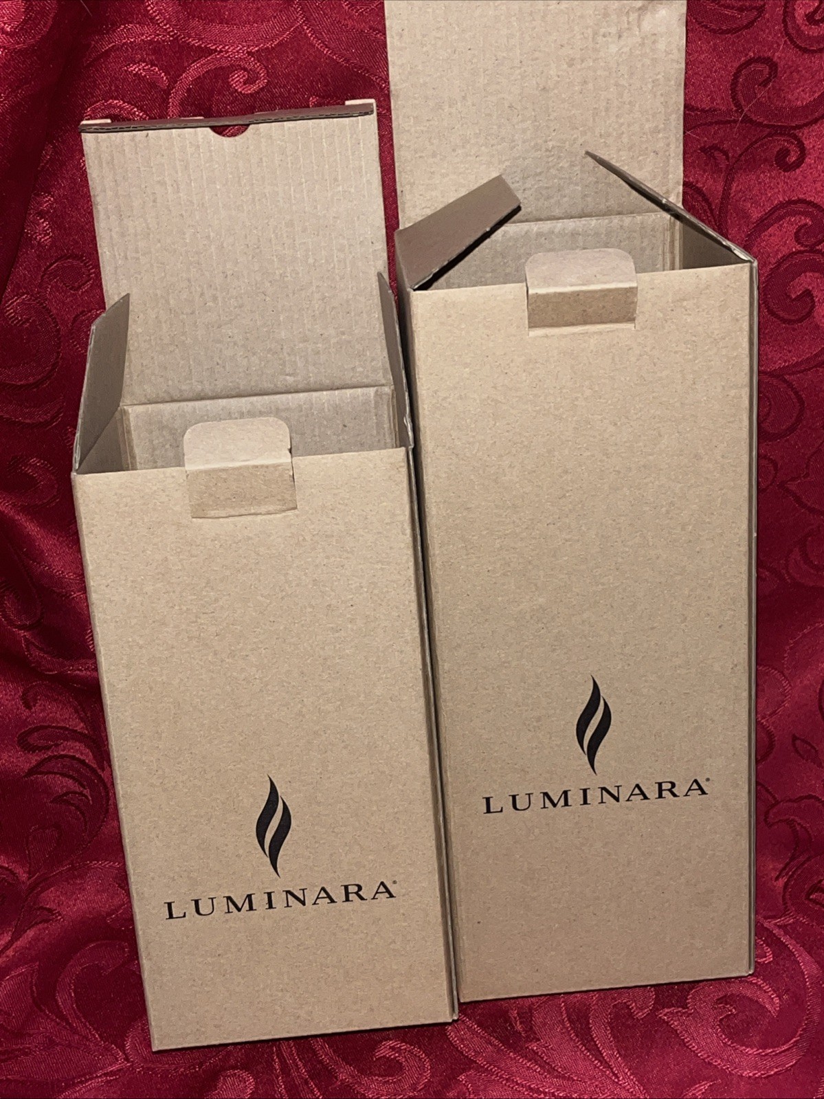 Luminara Orange Pillar Graduating Candle Set of 2 NEW IN BOX