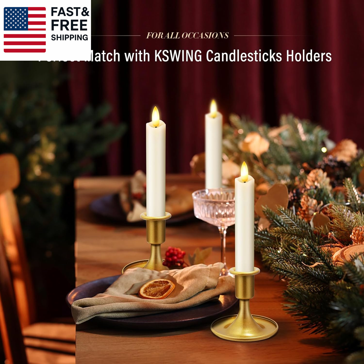 Upgraded Real Wax Short LED Flameless Taper Candles with Remote, 6 PCS White
