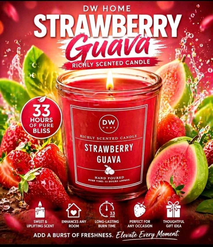 DW Home Strawberry Guava 1-Wick Scented Candle 9.3 oz Jar Home Fragrance