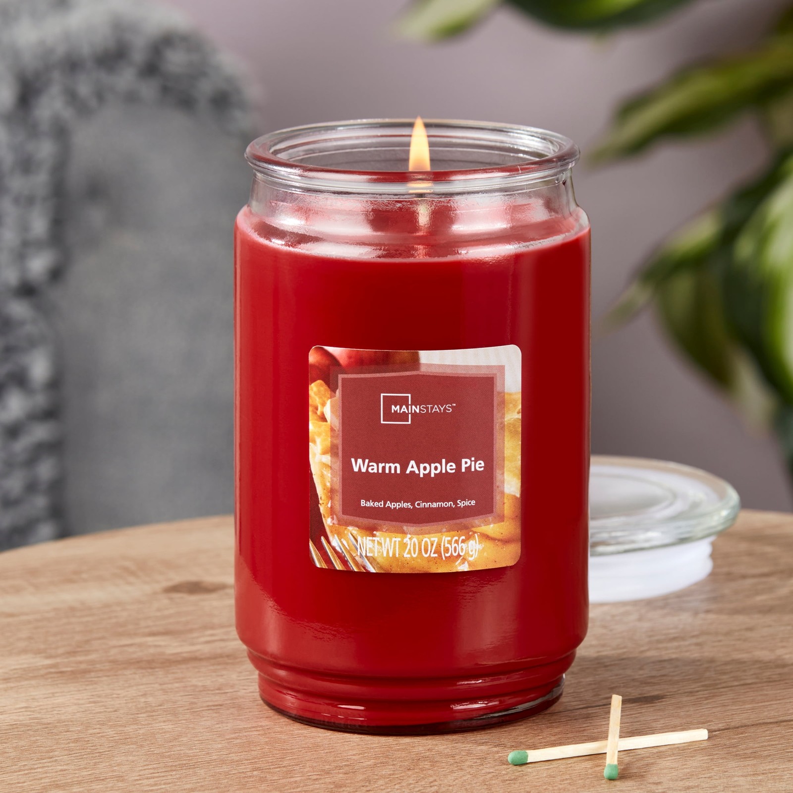 (4 pack) Mainstays Single-Wick Scented Glass Jar Candle, Warm Apple Pie, 20oz.