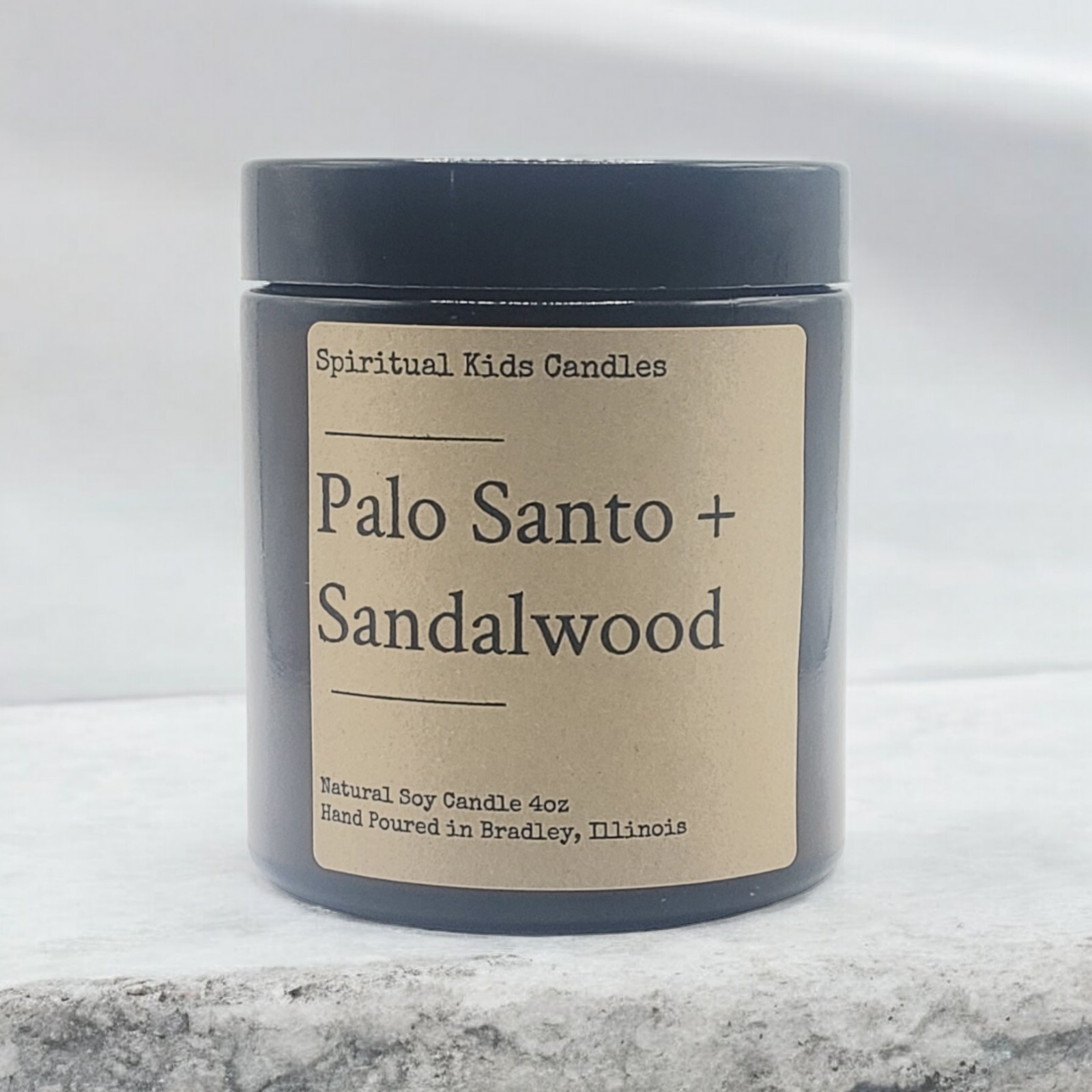 Palo Santo Sandalwood Soy Candle 4oz Glass Jar 20-25 Hr Essential Fragrant Oils