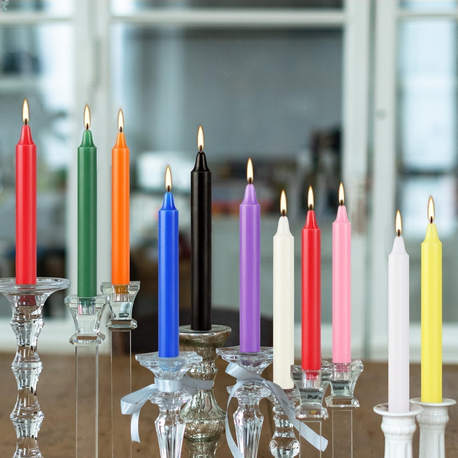 40 Pack Assorted Color Spell Chime Candles, 4 Inch Mini Taper Candles for Home