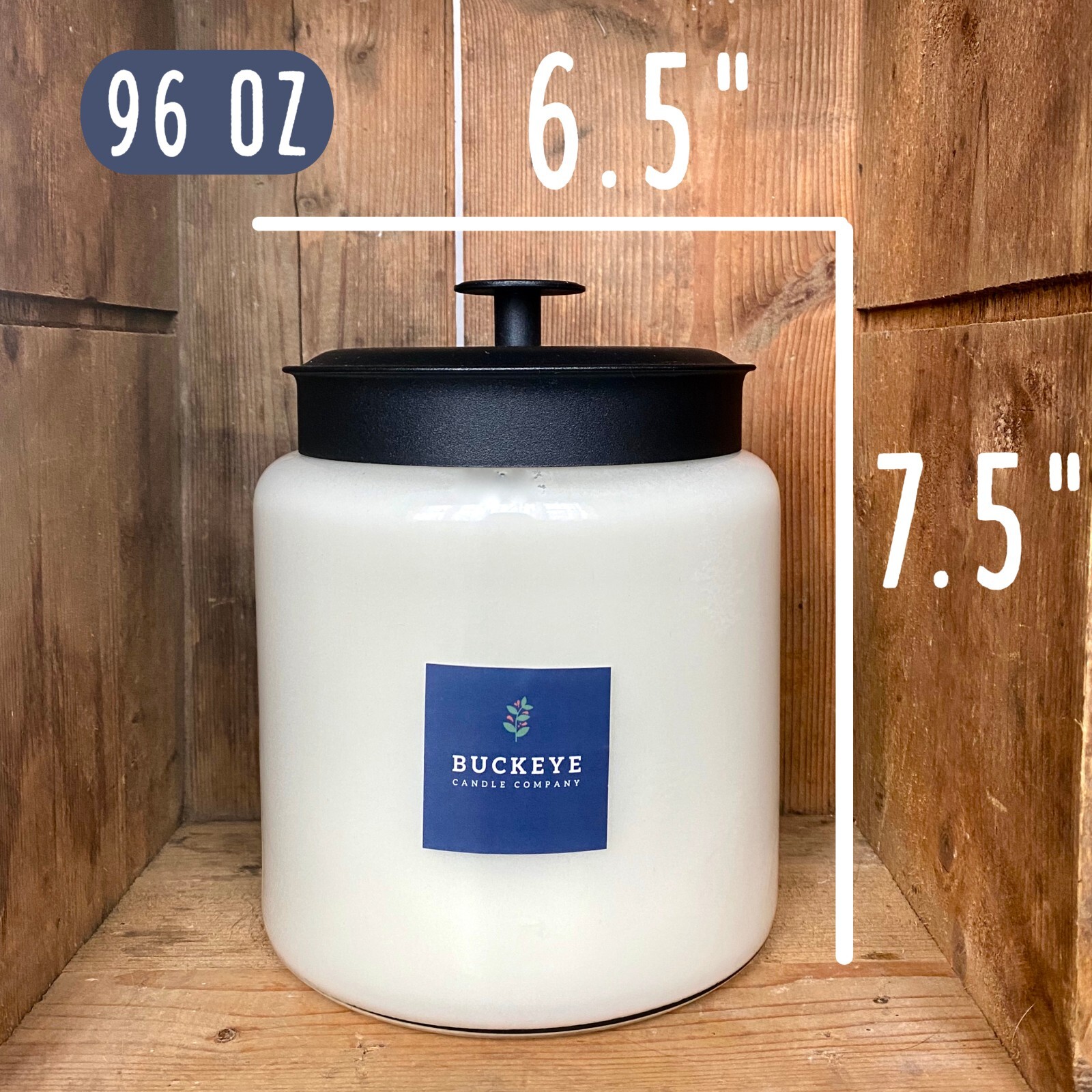 Large 96 Oz Soy Candle Apothecary Jar with Black Lid, Fraser Fir Scent