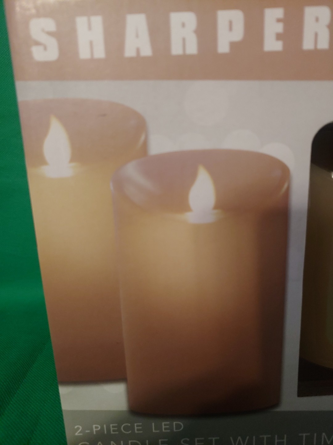 New Sharper Image 2 Piece LED Flicker Candle Set Timer 2 AA Batteries Real Wax