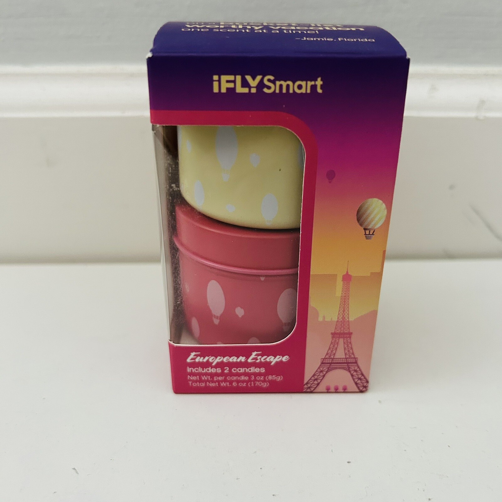 IFLY Smart Set of 2 European Escape 3oz Candles, Mini Size Mighty Scent NIB