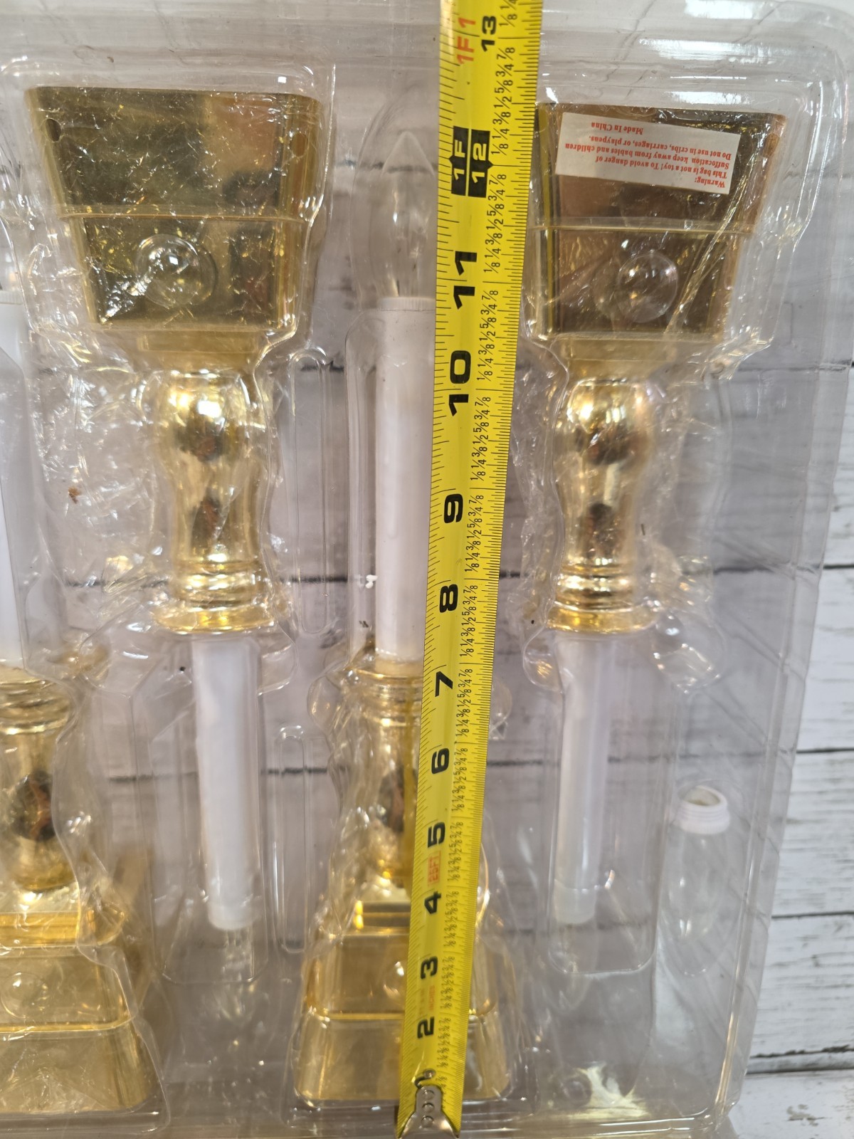 BETHLEHEM LIGHTS SET OF 8 PREMIUM CORDLESS WINDOW CANDLES POLISHED BRASS Tone