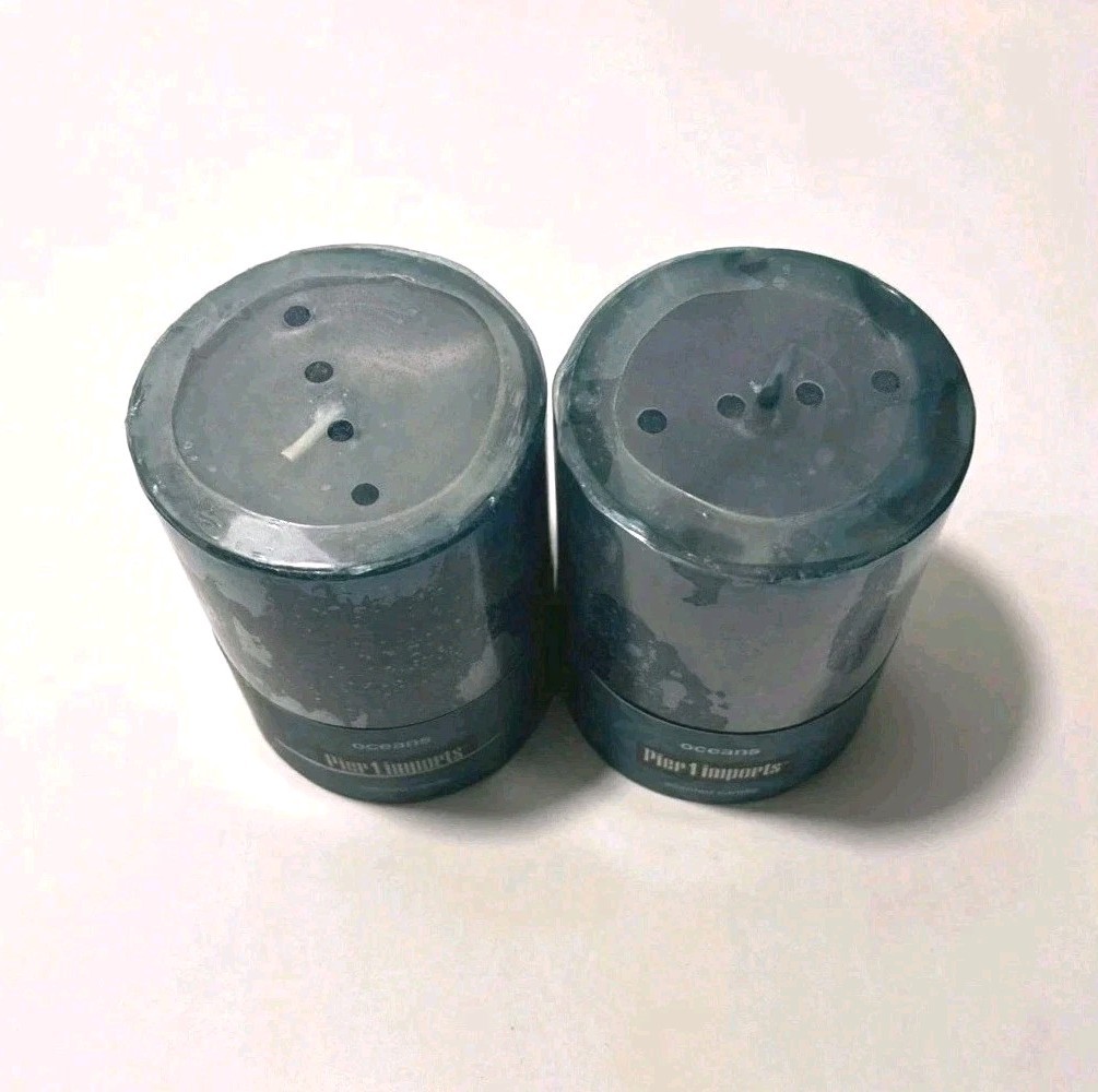 Pier 1 Imports Oceans Scented Candle 3×4 Inch Lot of 2 New Sealed Candles
