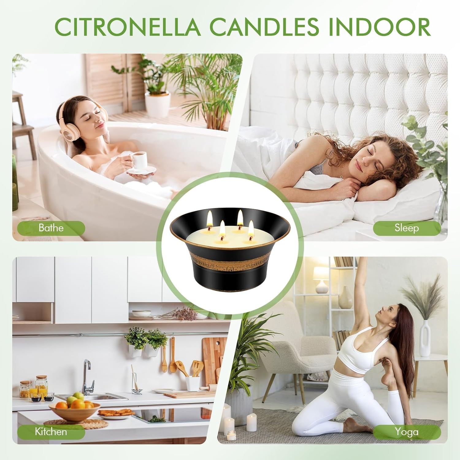 Citronella Candles Outdoor, 4 Wick Large Citronella Candle, 90 Hours Long Las…