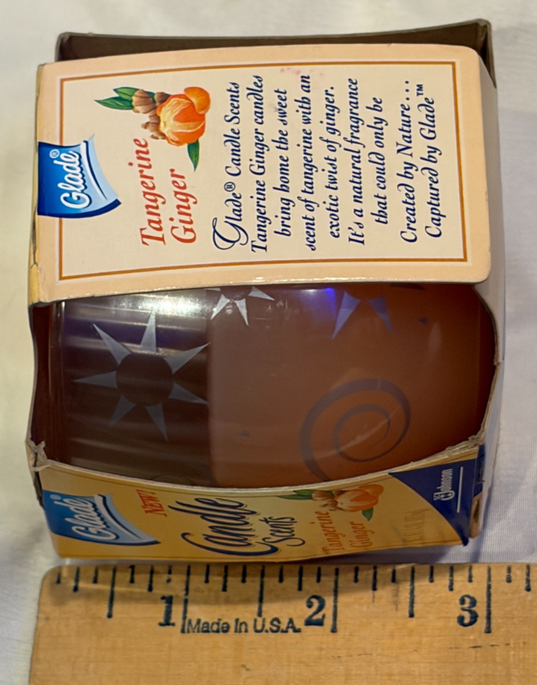 Vintage NEW 2001 Glade Candle Scents Tangerine Ginger Small Jar Candle 4 oz.