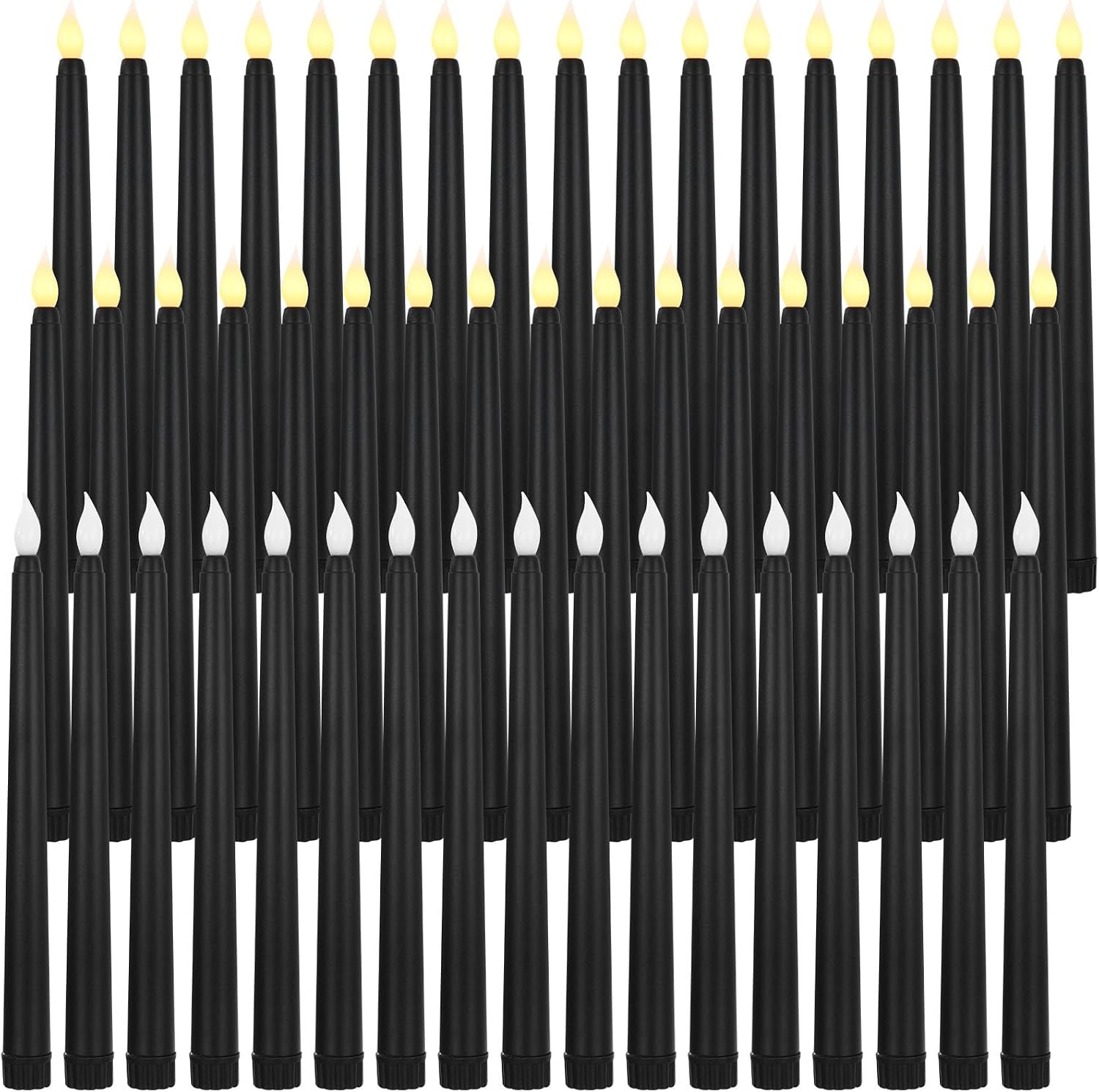 50 Pcs 8.5 Inch White LED Flameless Taper Candles Bulk Battery Operated Taper Ca