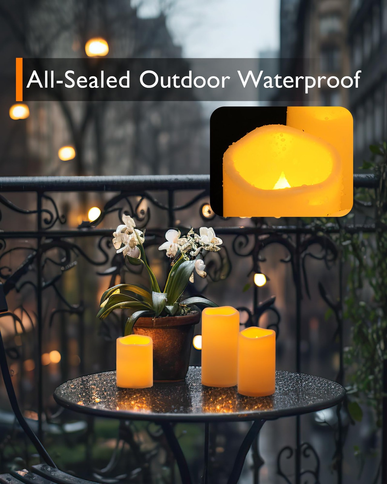 Outdoor Waterproof Flameless Led Candles With Remote Timer, 3 Pack D3″Xh4″5″6…