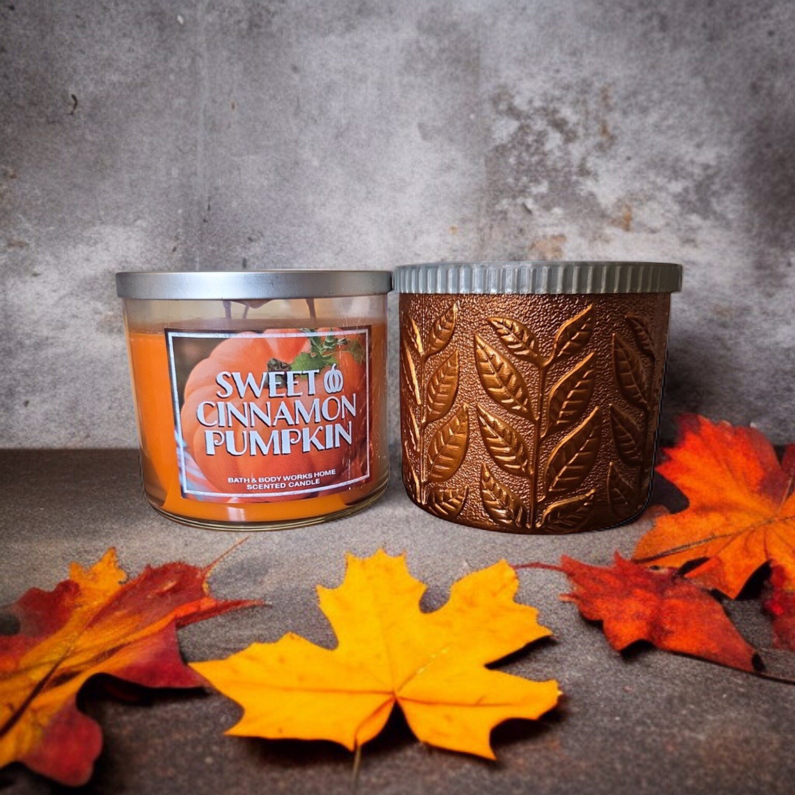 Set of 2) Bath & Body Works SWEET CINNAMON PUMPKIN 3 Wick Scented Candles 14.5oz