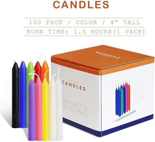 100 Unscented Mini Taper Candles 4 in Assorted Colors Paraffin Wax