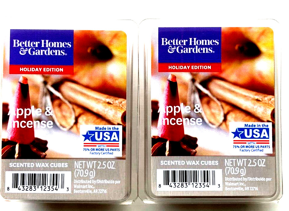 Better Homes and Gardens 2 PACKS Scented Wax Cube Apple and Incense 6-Count