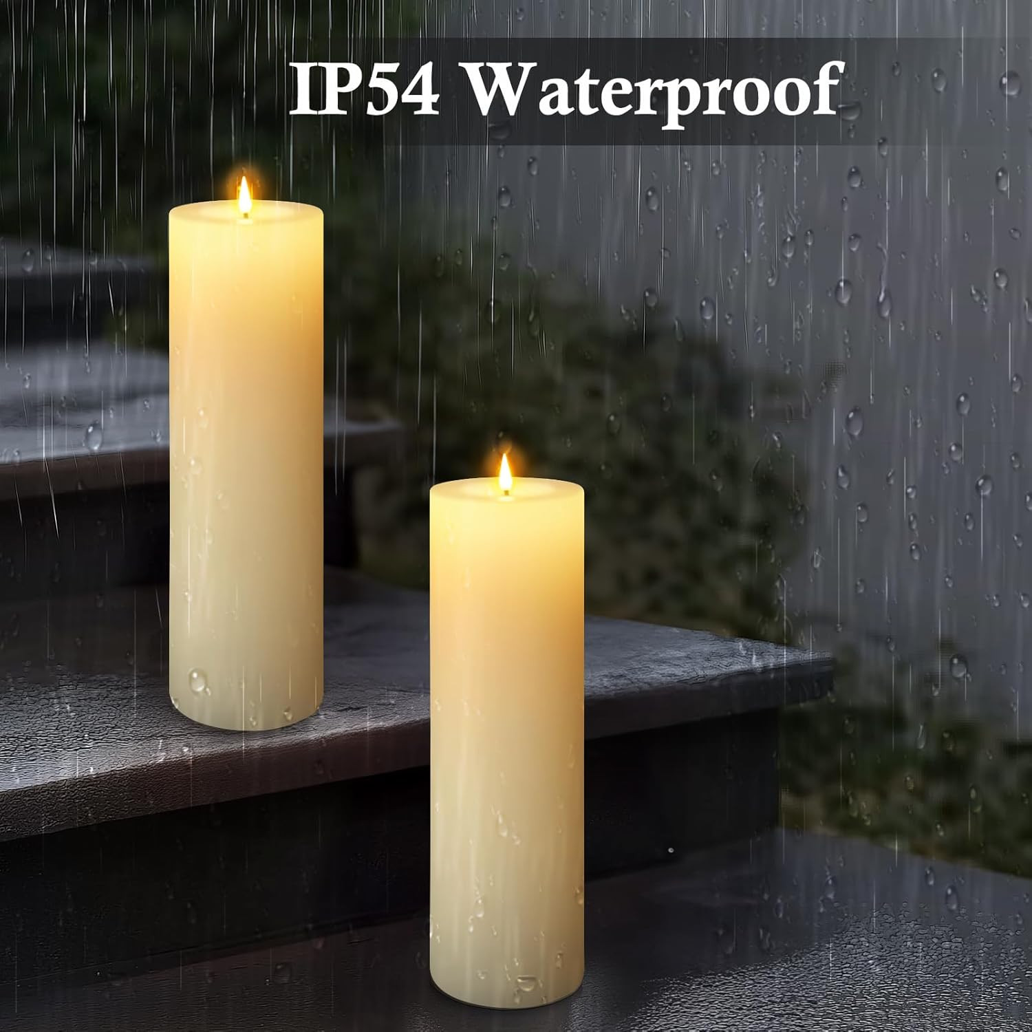14″ X 4″ Large Outdoor Candles, Waterproof Flickering LED Flameless Candles with