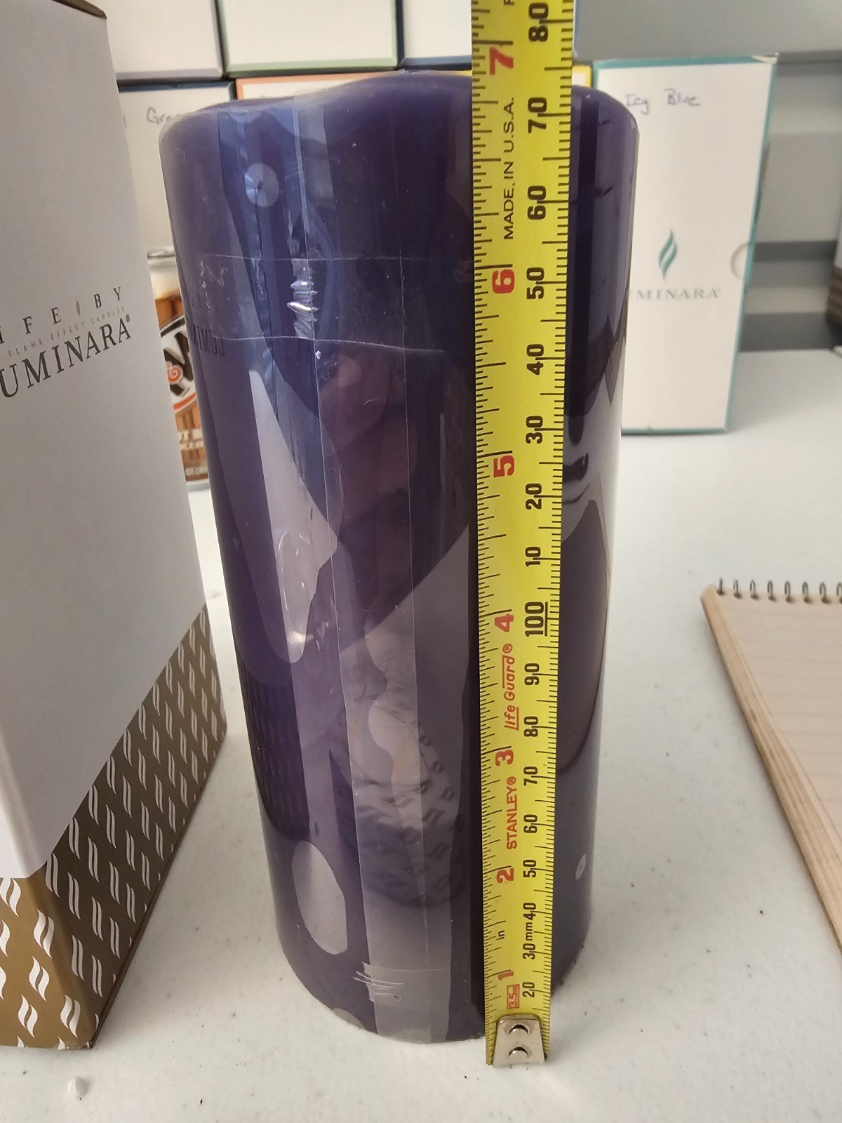 Navy Blue Luminara 3″ X 7″ Pillar Flameless Candle In Original Box