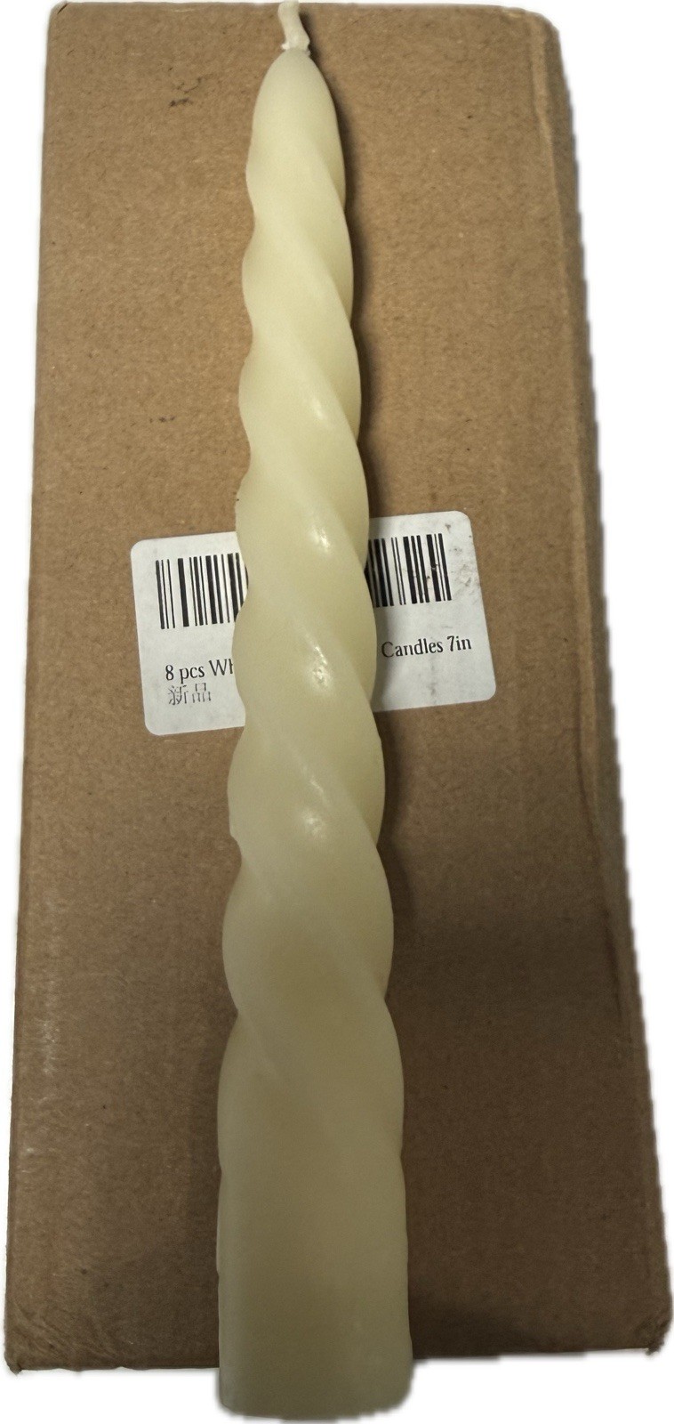 8 Pcs Beeswax 7 inch Taper Candles Spiral Bees Wax Tapered Candle White