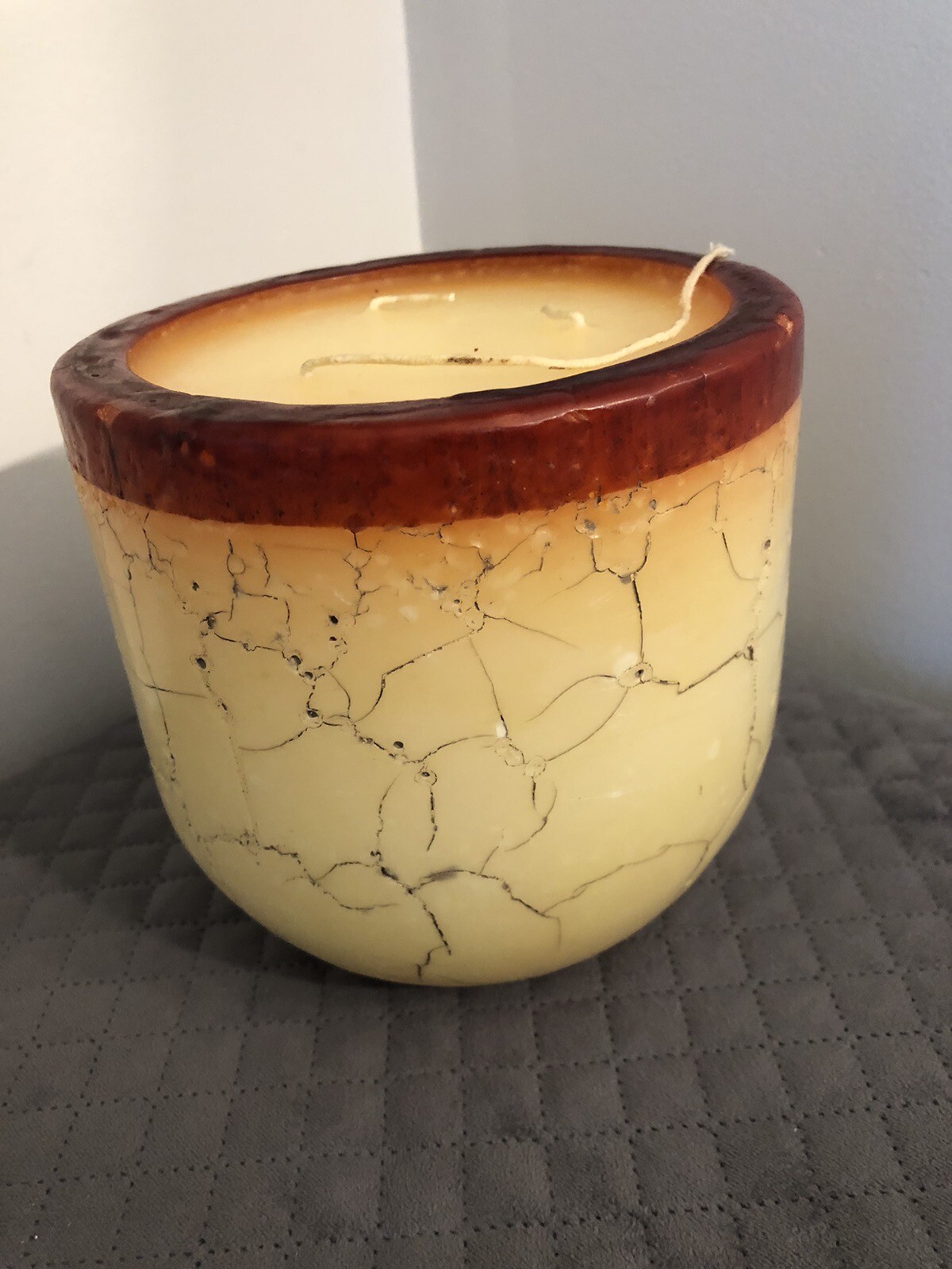 Goblet Marble Candle 3 Wick 6” X 6” 5 Pounds A Not Burned Thailand B2