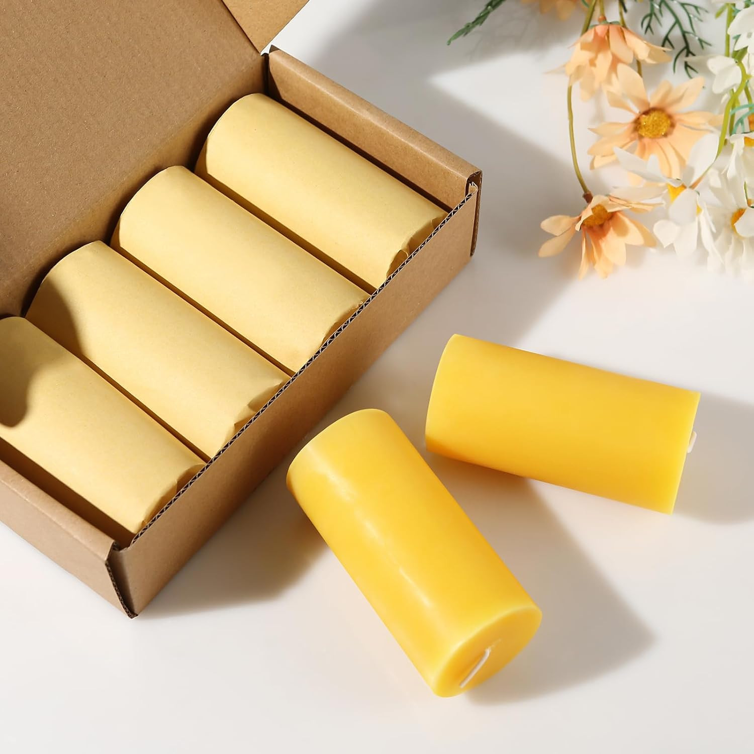 Beeswax Pillar Candles 16 Pack, Non Toxic 560 H Long Burning Candle,2x4in | 100%