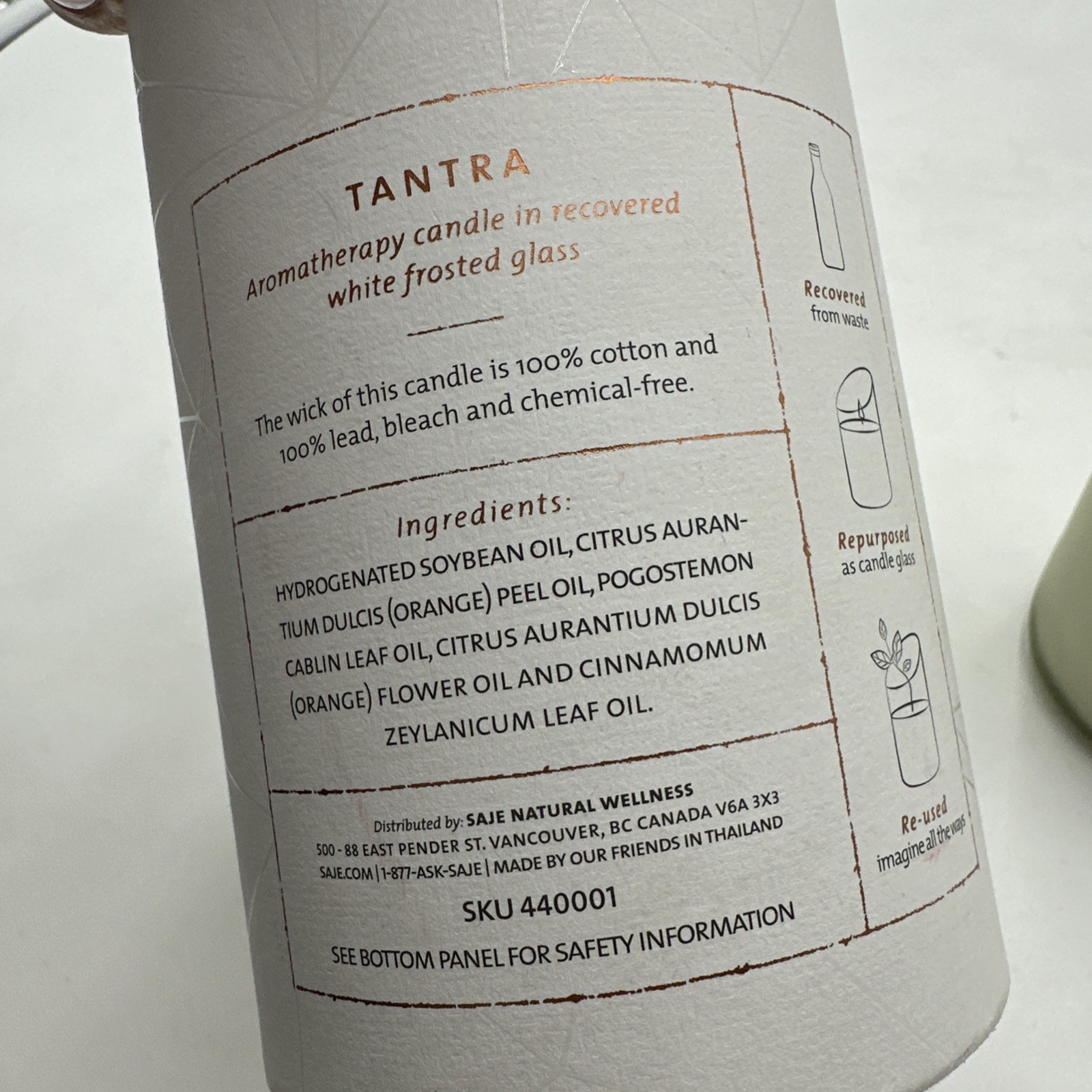 Saje Natural Wellness Tantra Soy Wax Candle NEW 7oz 200g 45 Hours Spark Intimacy