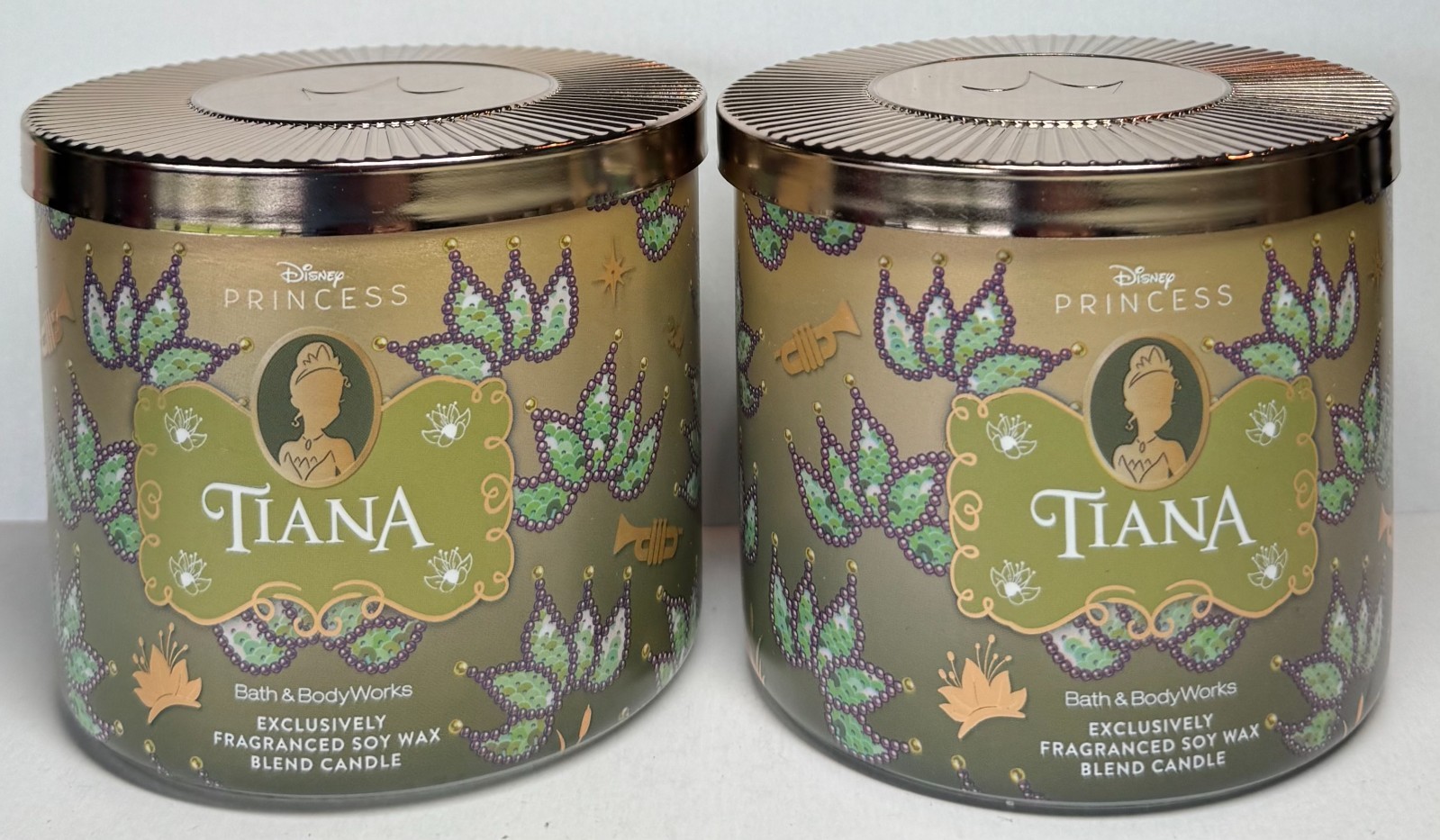 *NEW* DISNEY PRINCESS ~ TIANA ~ 2PK ~ 3 Wick CANDLE ~ Bath & Body Works ~