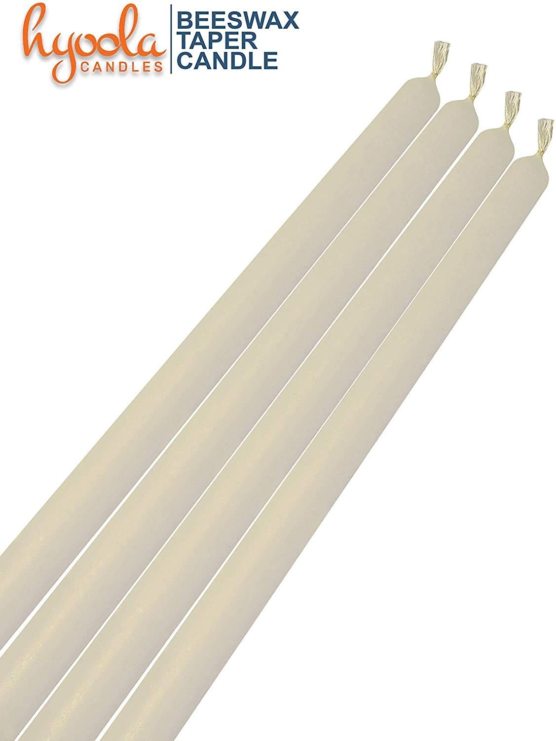 10″ Beeswax Taper Candles – 12 Pack, Handmade, All Natural, Unscented, White, 10