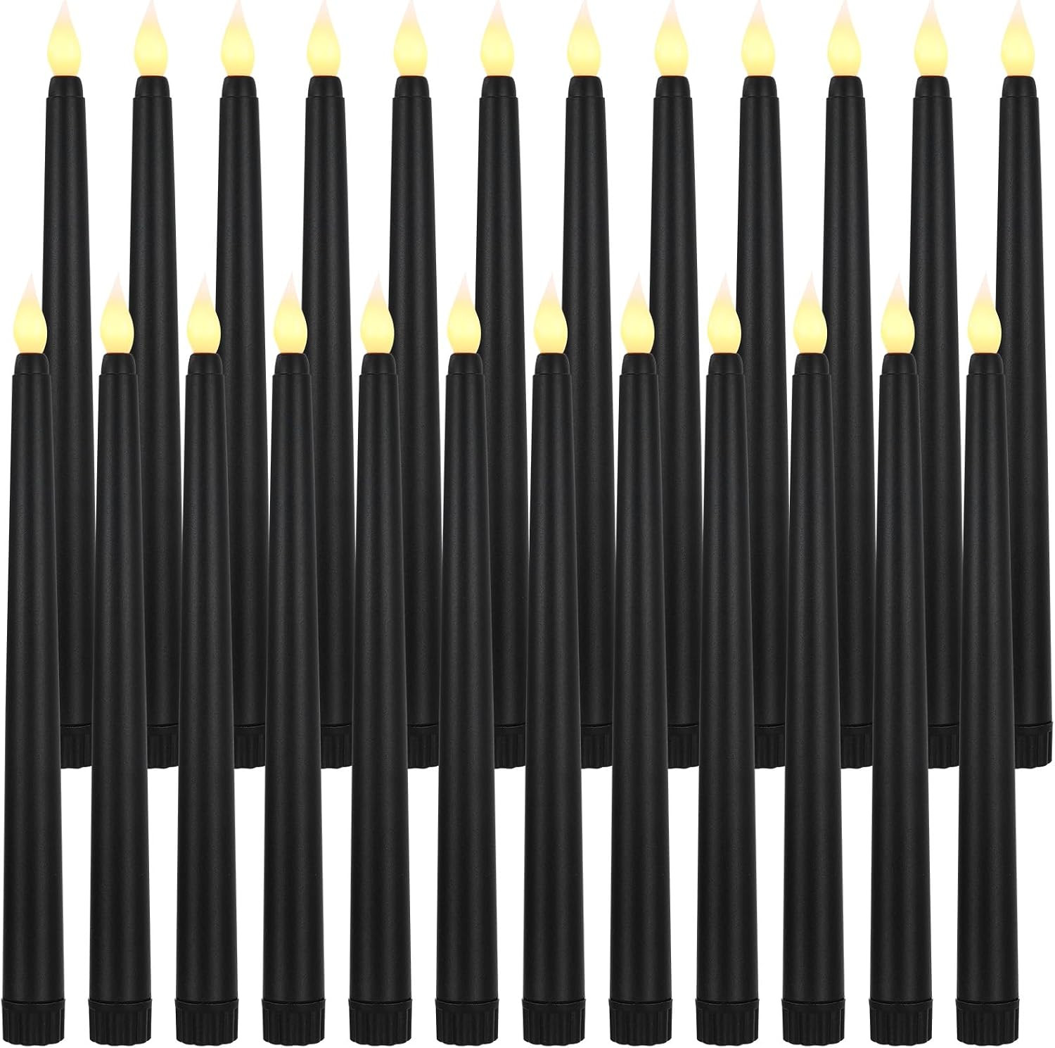 50 Pcs 8.5 Inch White LED Flameless Taper Candles Bulk Battery Operated Taper Ca
