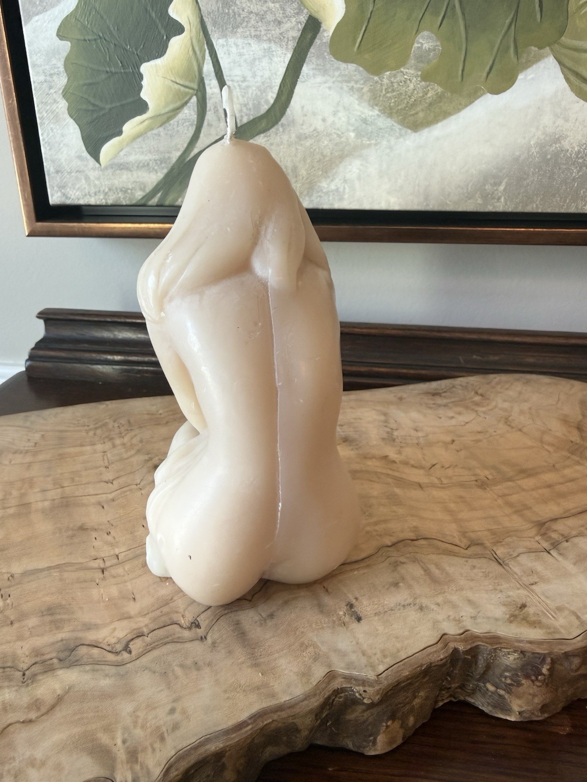 Vintage Nude Woman Figure Candle Ivory Wax Sculpture Art Deco Style Unused