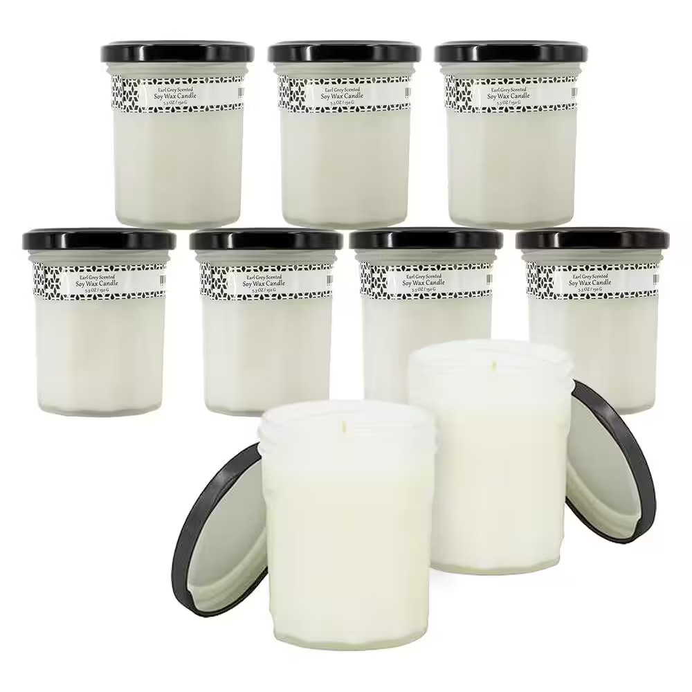5.2 Oz. White Earl Grey Scented Soy Wax Candles – 28-Hours – (Set of 9)