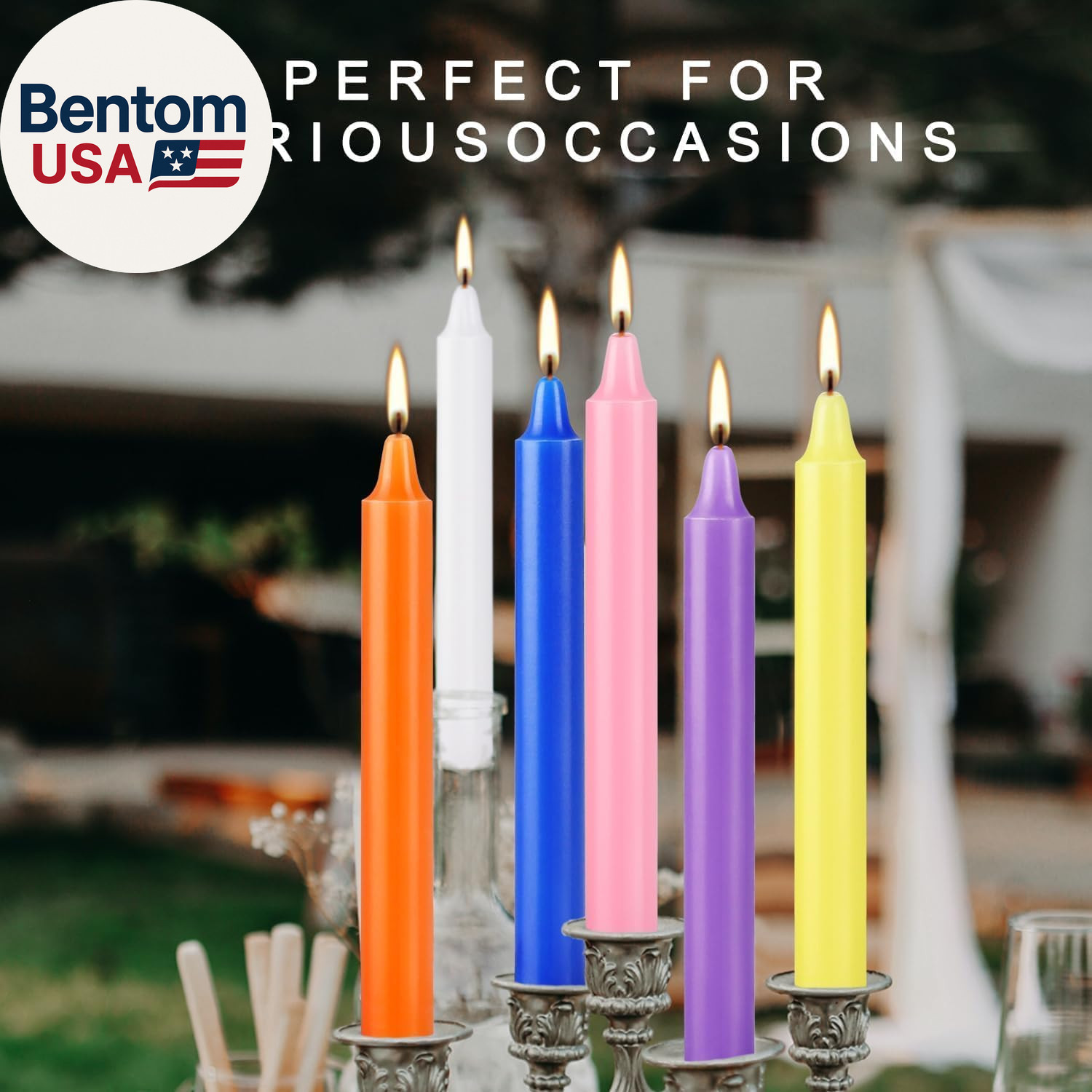40 Pack Spell Chime Candles-4 Inch Multi-Colored Taper Candles Sticks-For Home D