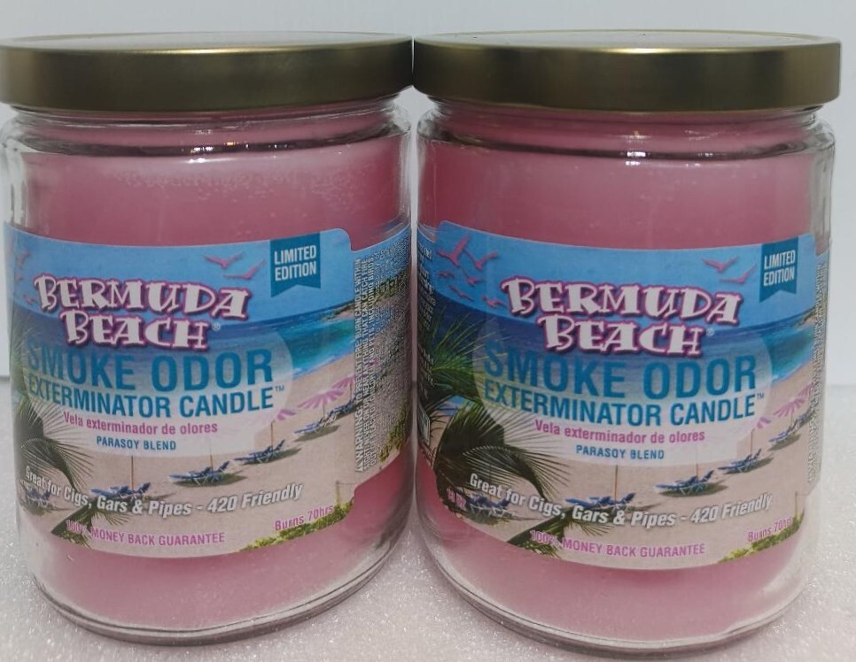 Smoke Odor Exterminator 13 oz Jar Candle, Bermuda Beach Set of Two Candles.