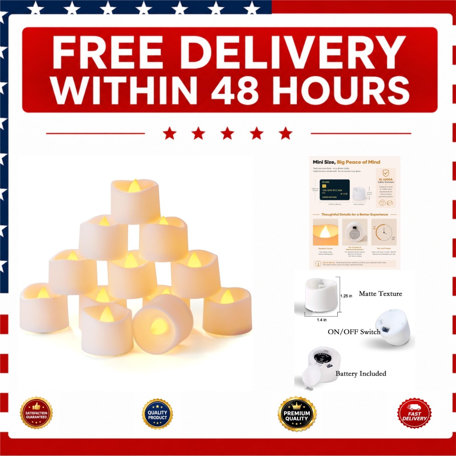 Homemory 12-Pack Flameless LED Tea Lights Timer Flickering Votive Candles
