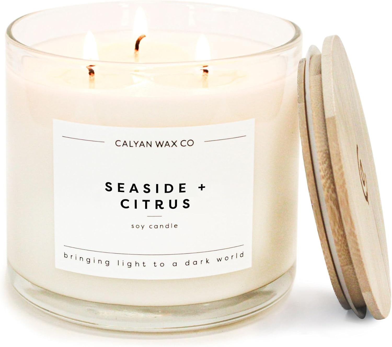 Seaside & Citrus 3 Wick Scented Candle – 43 Hour Burn – Luxury 3 Wick Soy Candle
