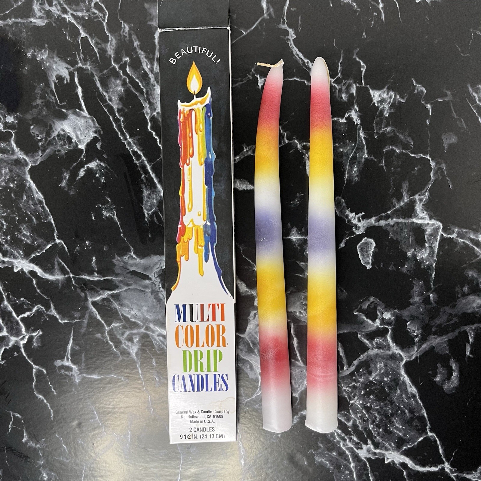 *NEW* in box Multi-Color Drip Candles 9-1/2″ (2-pack)
