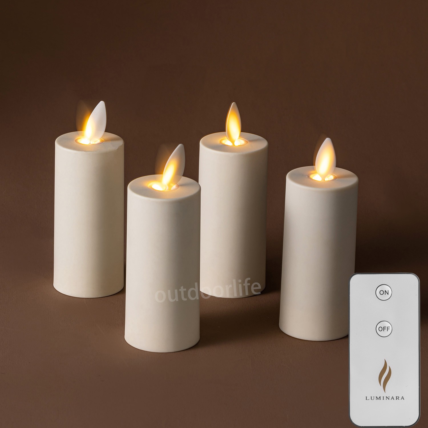 Set of 4 Luminara Flameless LED Votive Candles w/Remote Moving Flame 4.25X1.5″